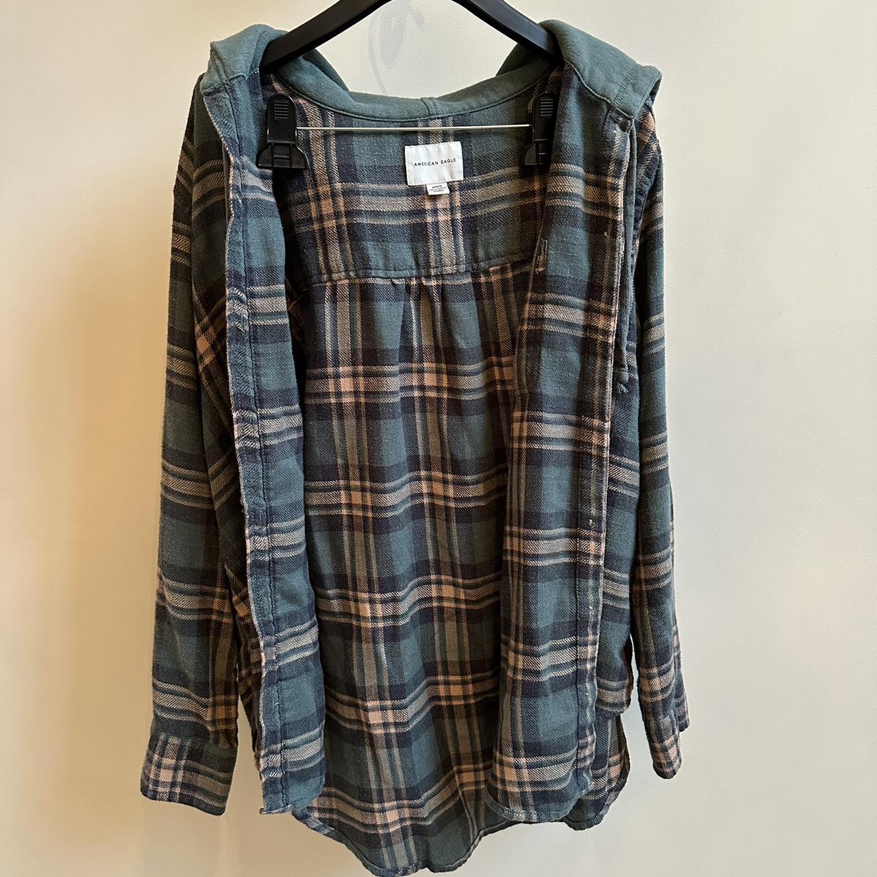 American Eagle Hooded Flannel Us Medium Super Depop 8719