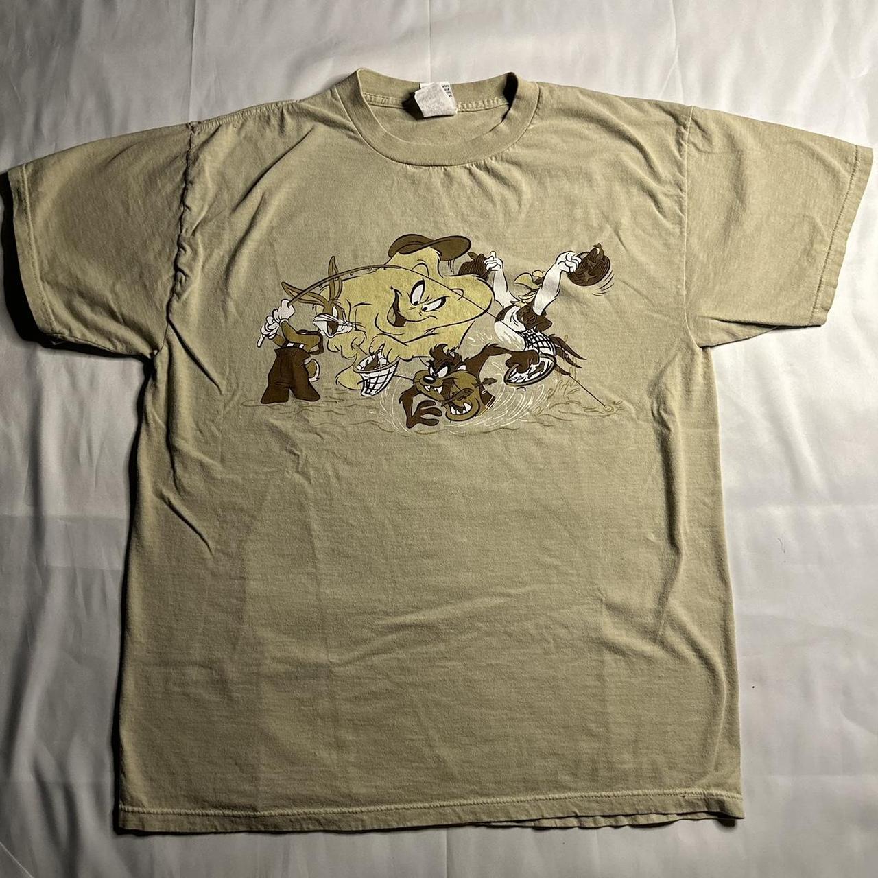 Looney Tunes Men's Cream and Tan T-shirt | Depop