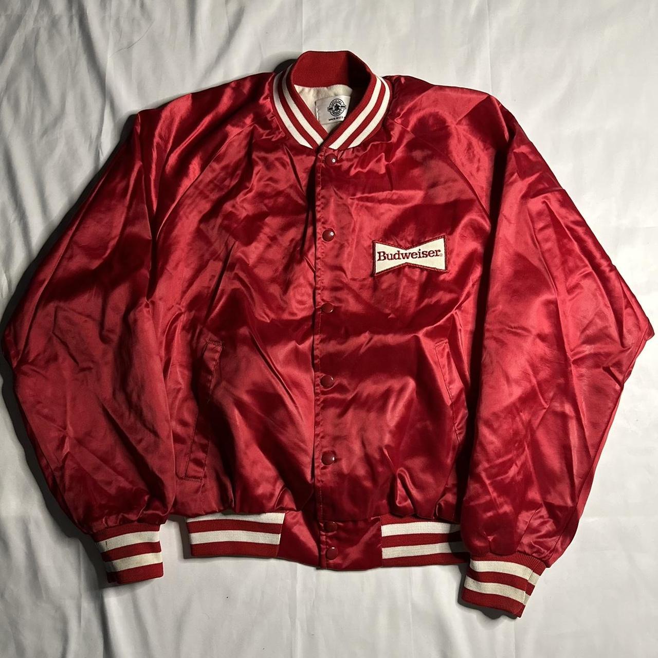 Budweiser Men's Red and White Jacket | Depop