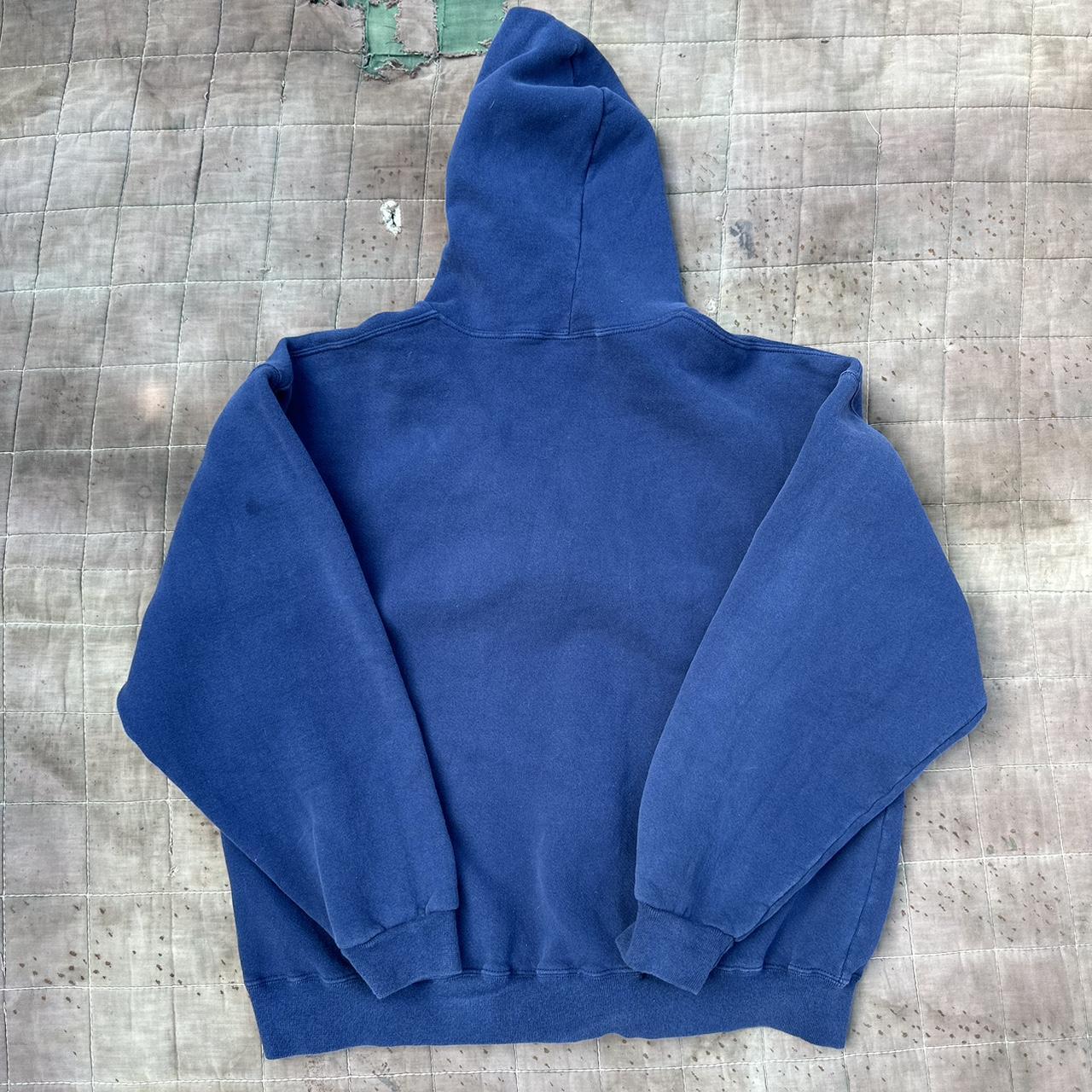 Vintage 90s Russell Athletics Blank Navy Hoodie Size Depop