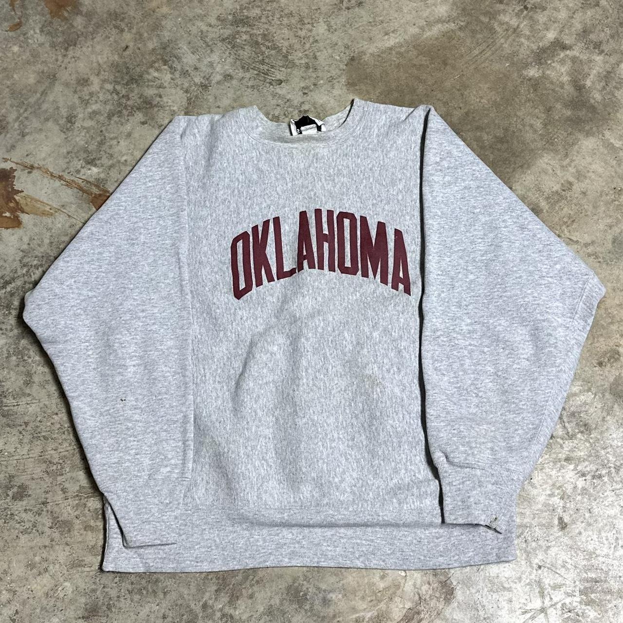 Vintage 90s Sand-Knit Oklahoma College Sweatshirt... - Depop