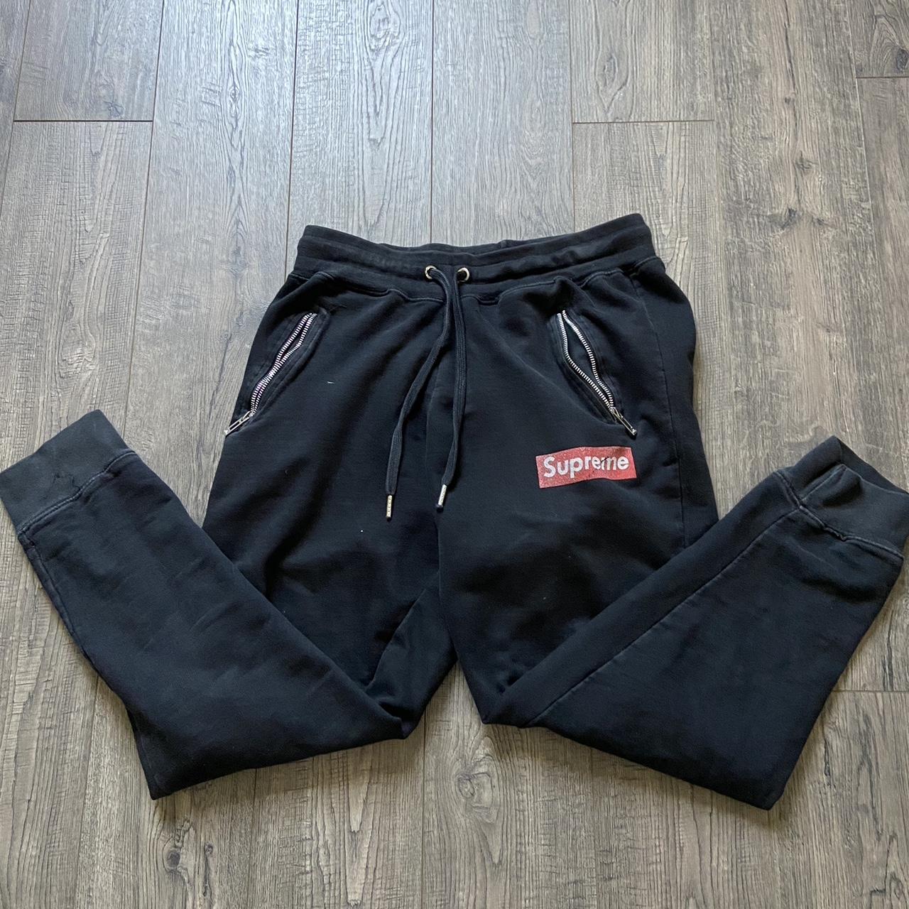 SUPREME SWEATPANTS Condition: 7/10 fading. Not real - Depop