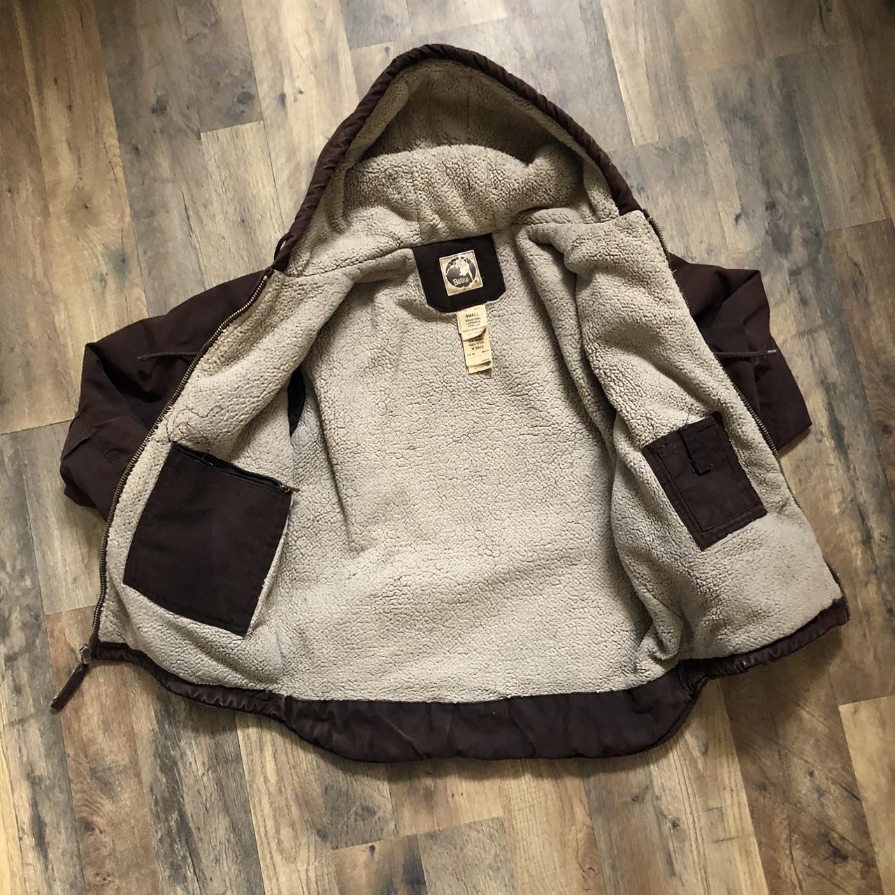 Vintage Sherpa lined brown carhartt esque workwear... - Depop