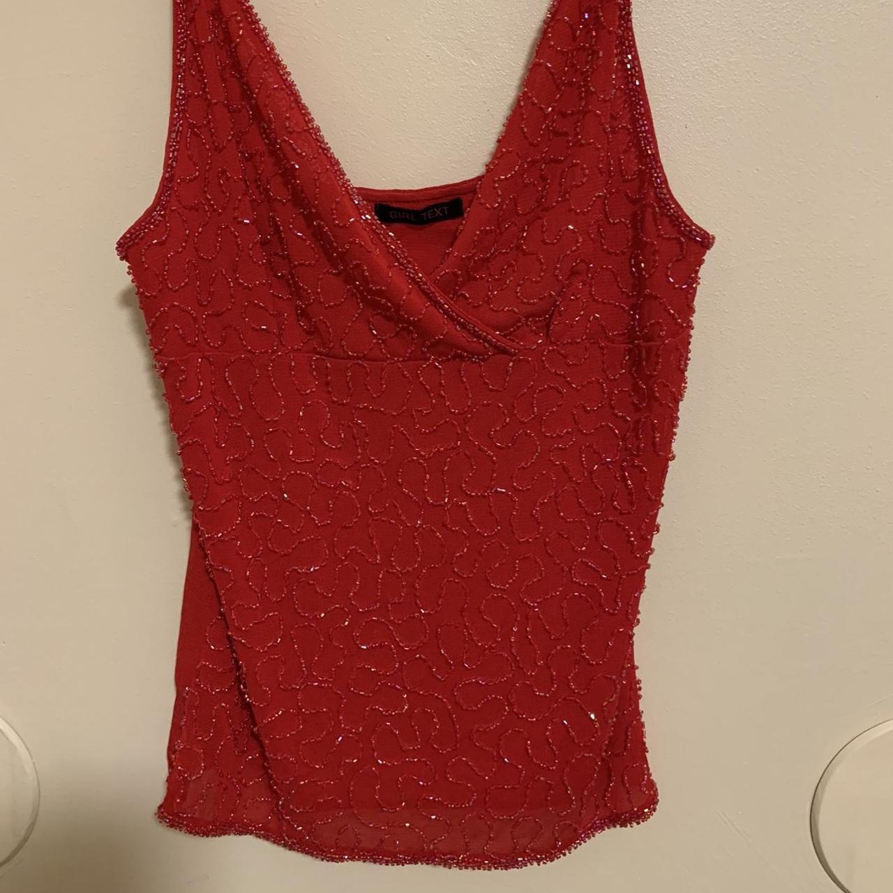 Y2K Red Beaded Top So cute & eye-catching! Size... - Depop