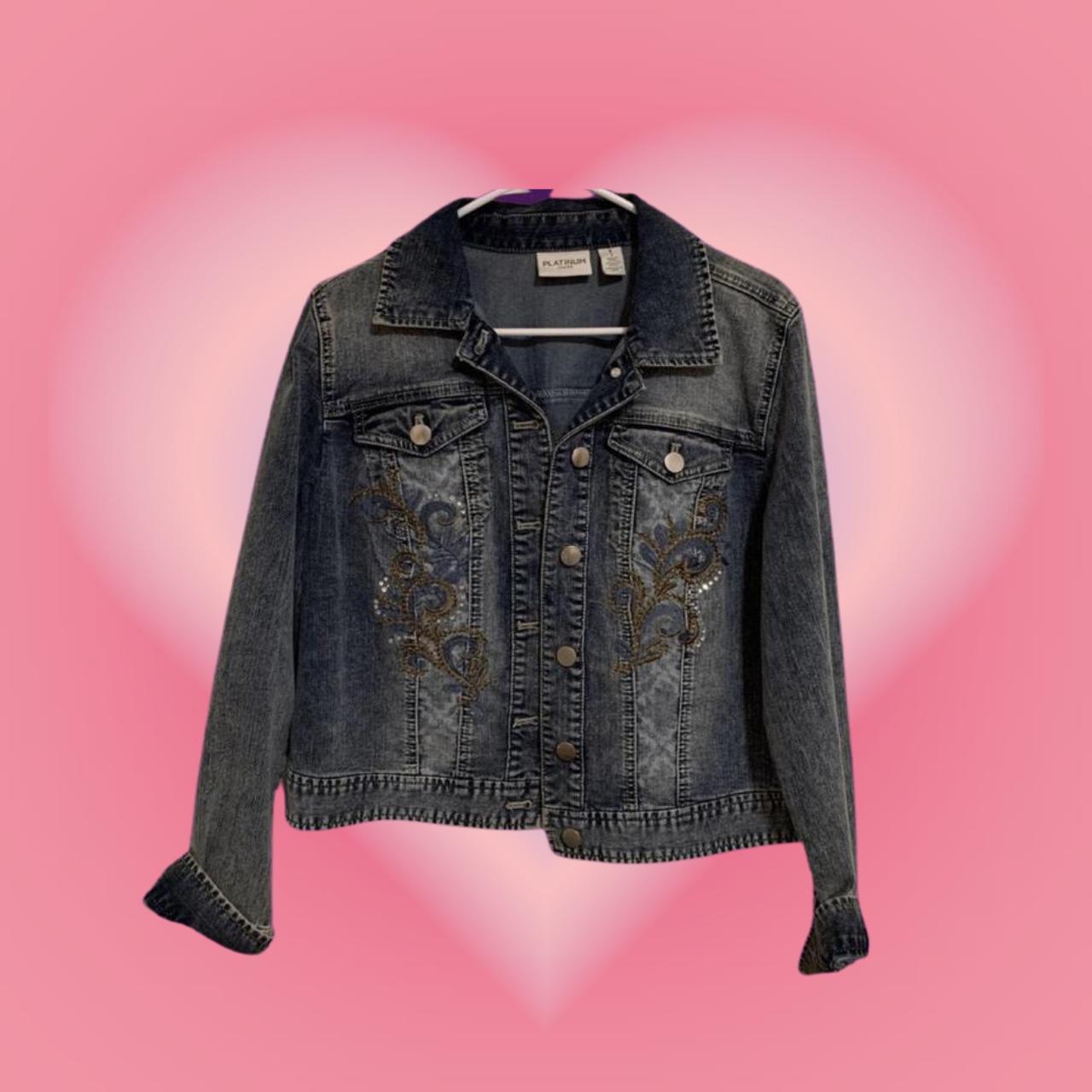 Chico's Denim Jean Jacket - Size 1 Vintage Y2K Rhinestone