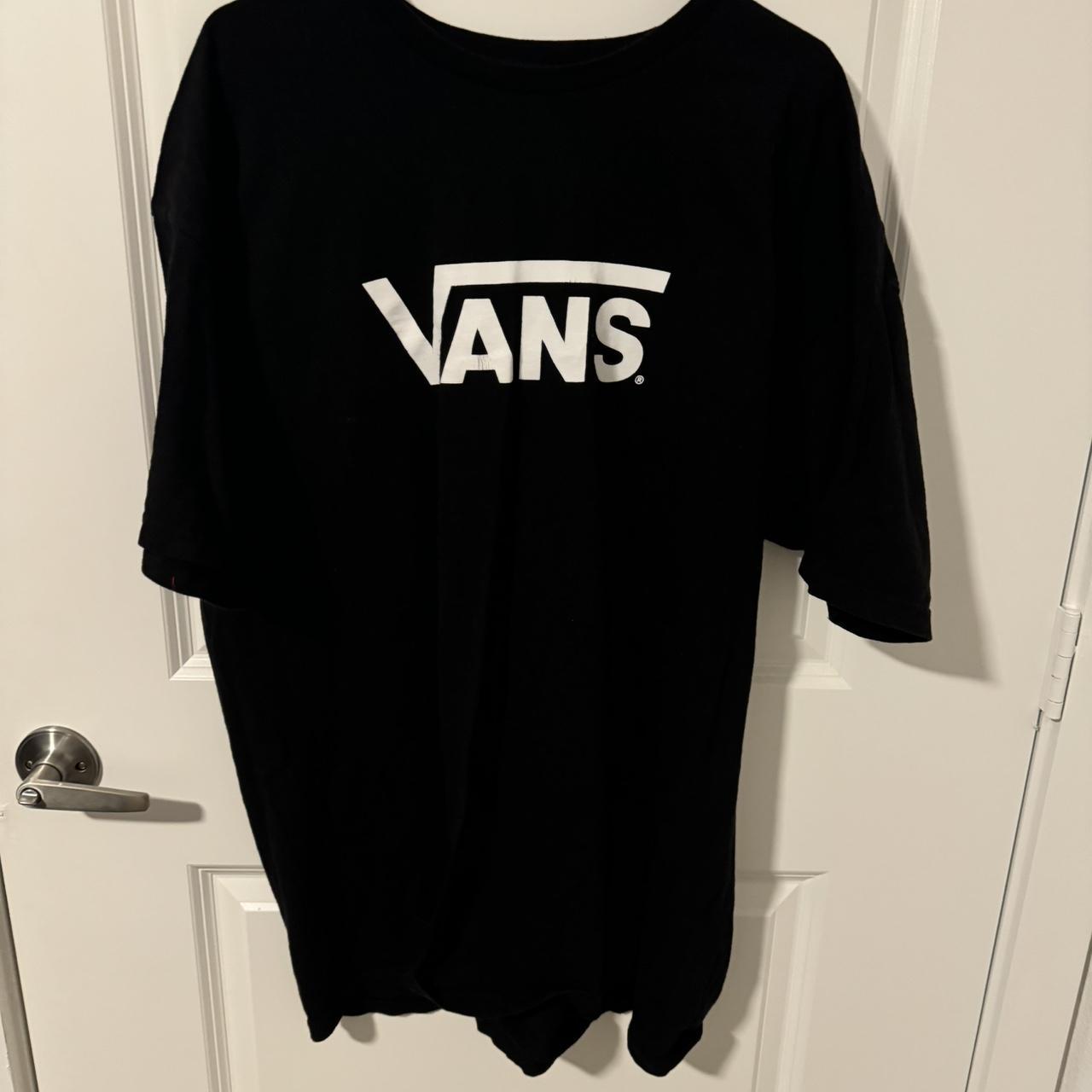 Vans 2XL plus size plain black logo tee only flaw. Depop