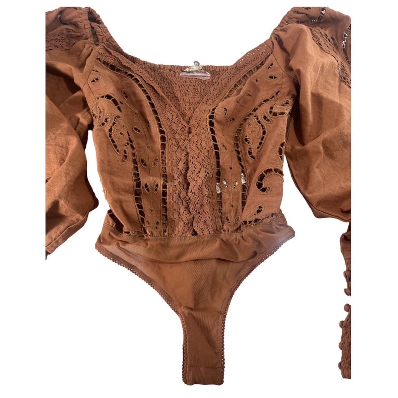 Intimately Free People Regina Bodysuit Lace Brown - Depop