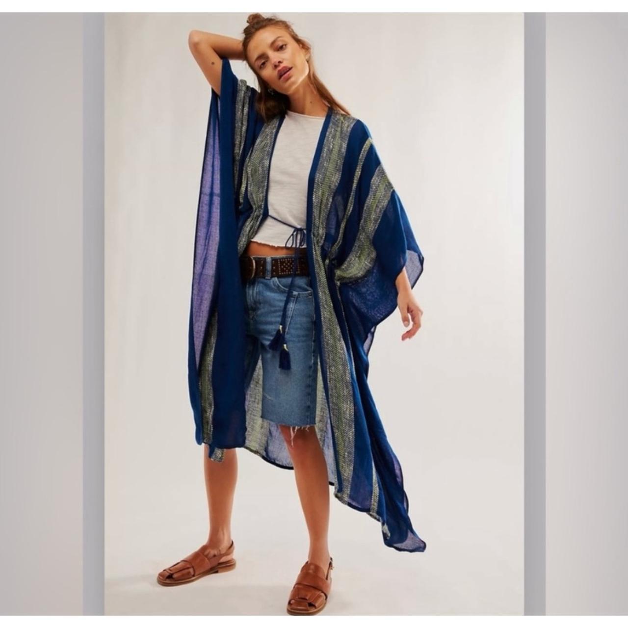 Urban Outfitters Free People Blue Green Gray Black store Combo Sasha Kimono Size M/L