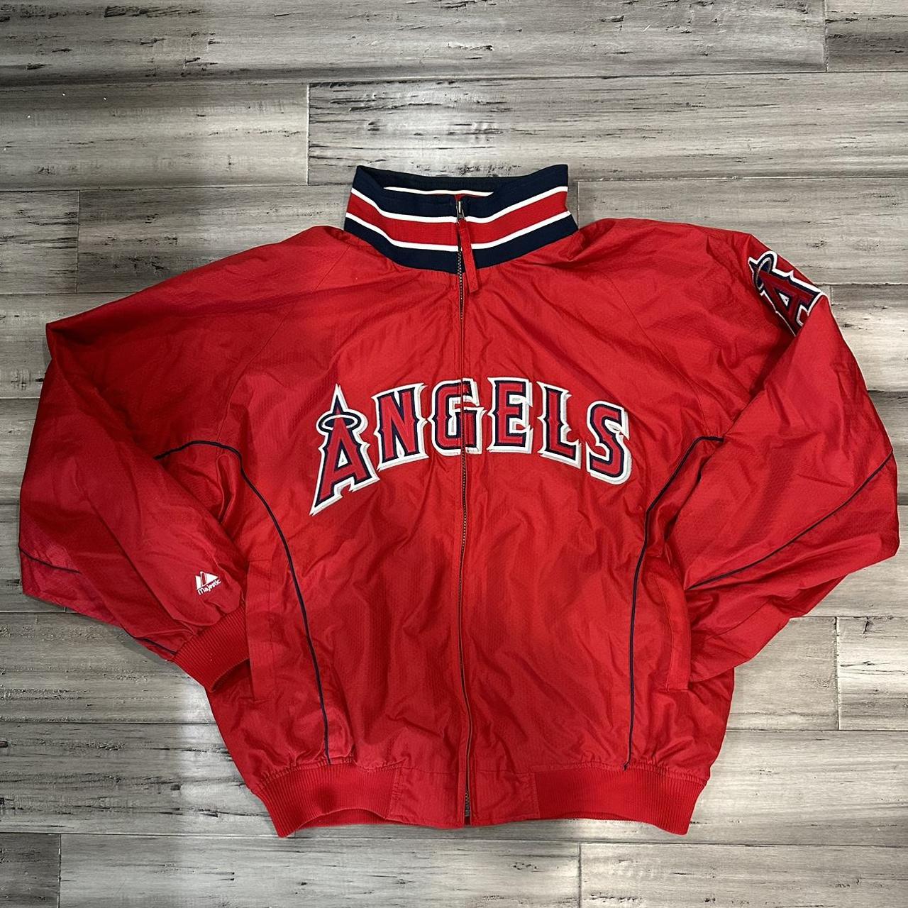 Vintage Majestic MLB Los Angeles angels bomer zip up... - Depop