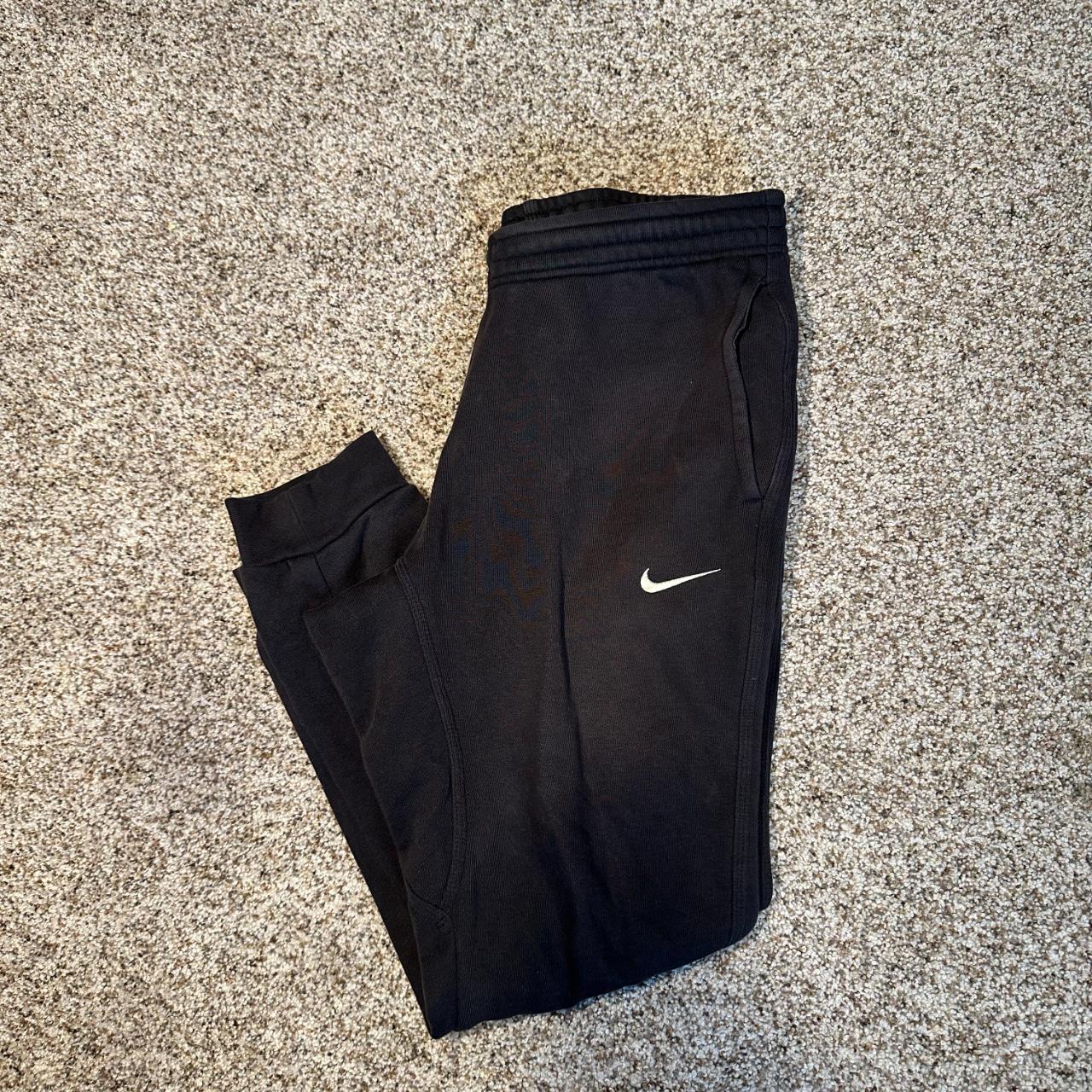 nike black sweatpants size medium no rips stains or... - Depop