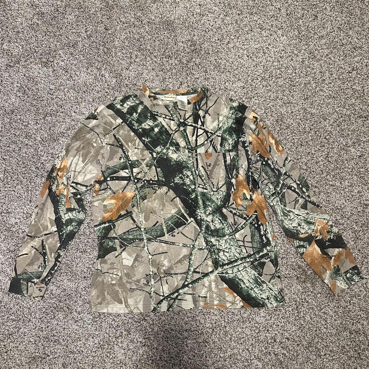 Camo Long sleeve shirt Size large See measurements... - Depop