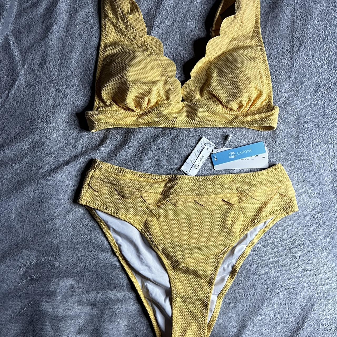 Cupshe Women's Yellow Bikinisandtankinisets Depop
