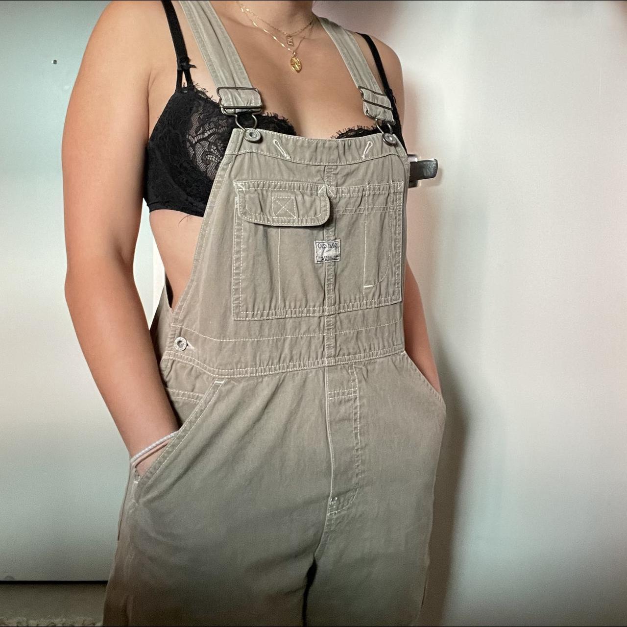 Old Navy Women's Khaki Dungareesoveralls Depop