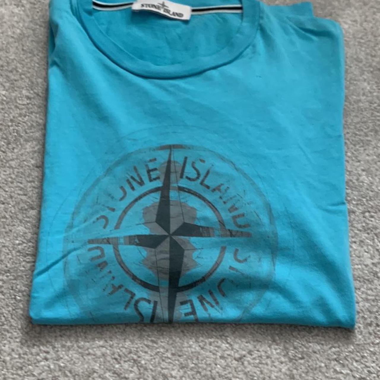 Baby blue large boys Stone Island tshirt. Depop
