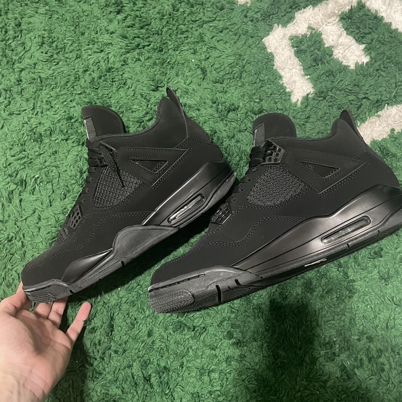 Black cat jordan 4s only worn once - Depop