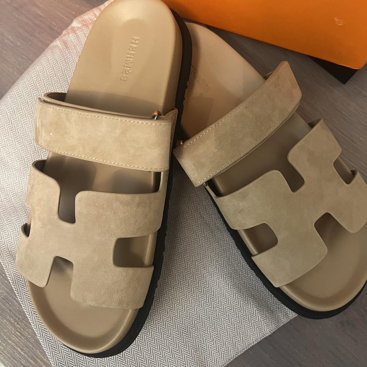 Hermes chypre slides in cream colour Got as a... - Depop