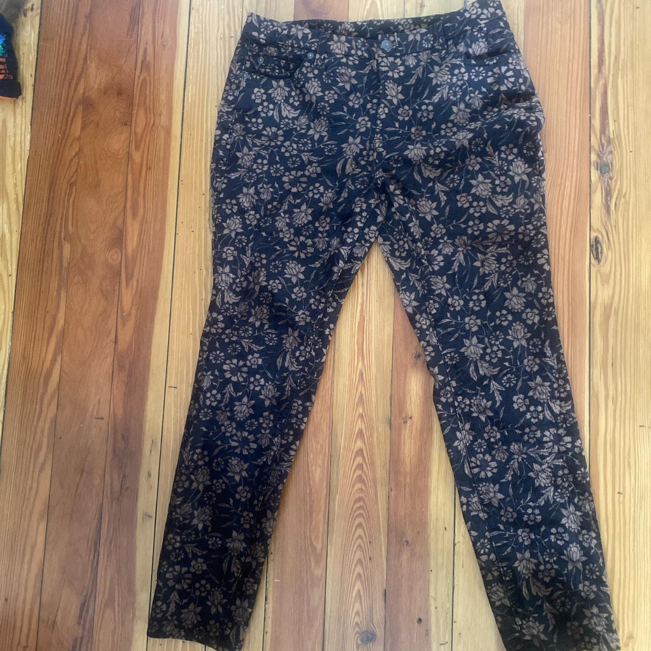 Catherine Malandrino floral corduroy pants - Depop