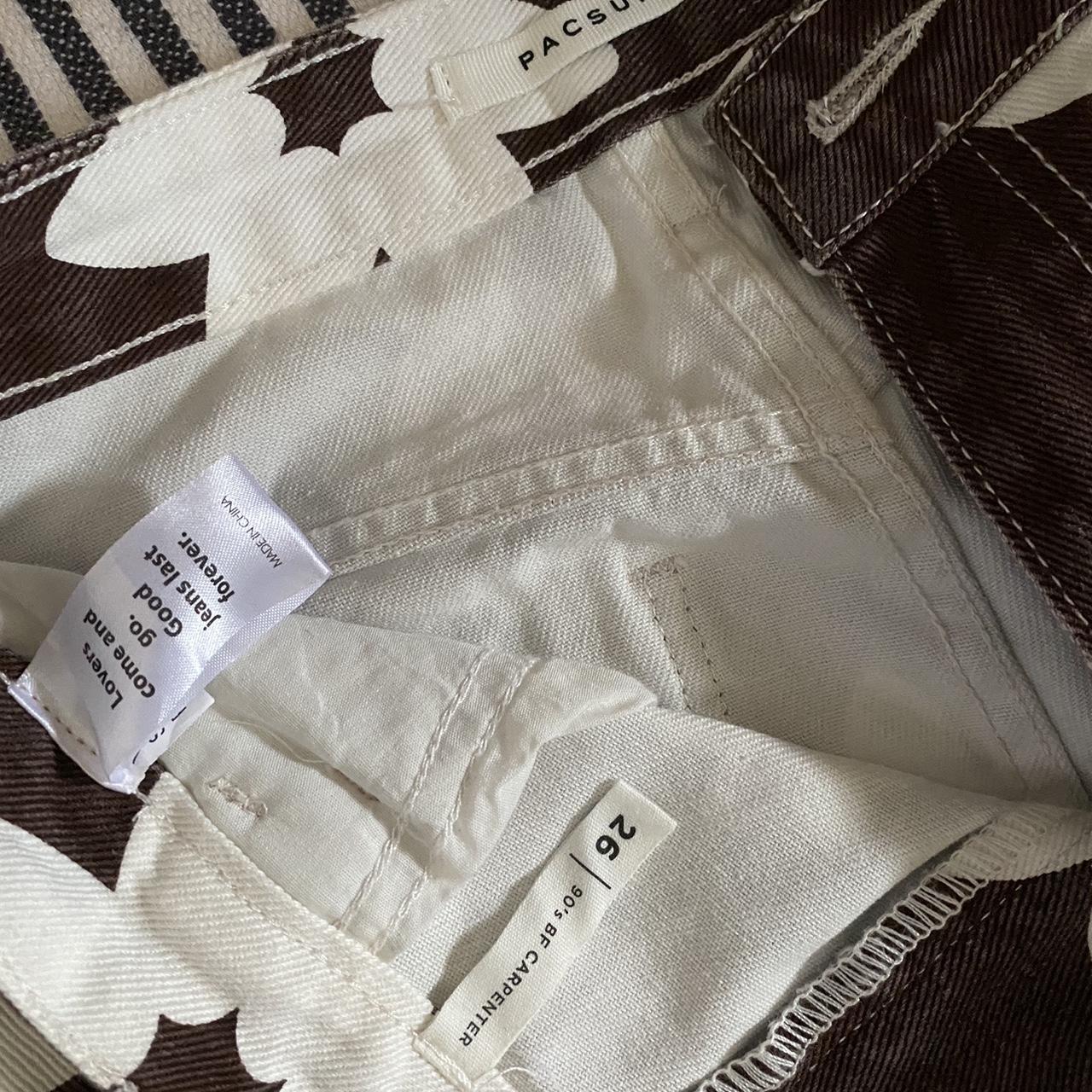 PacSun Brown Flower Boyfriend Carpenter Pants - Depop