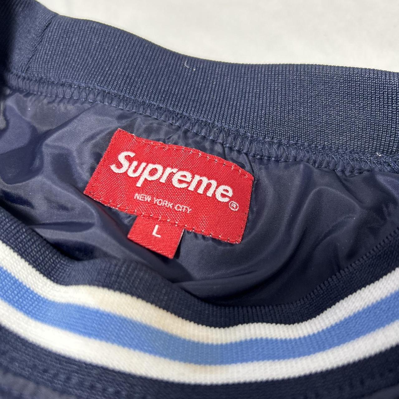 Authentic Supreme Piping Warm Up Pullover Blue Very... - Depop