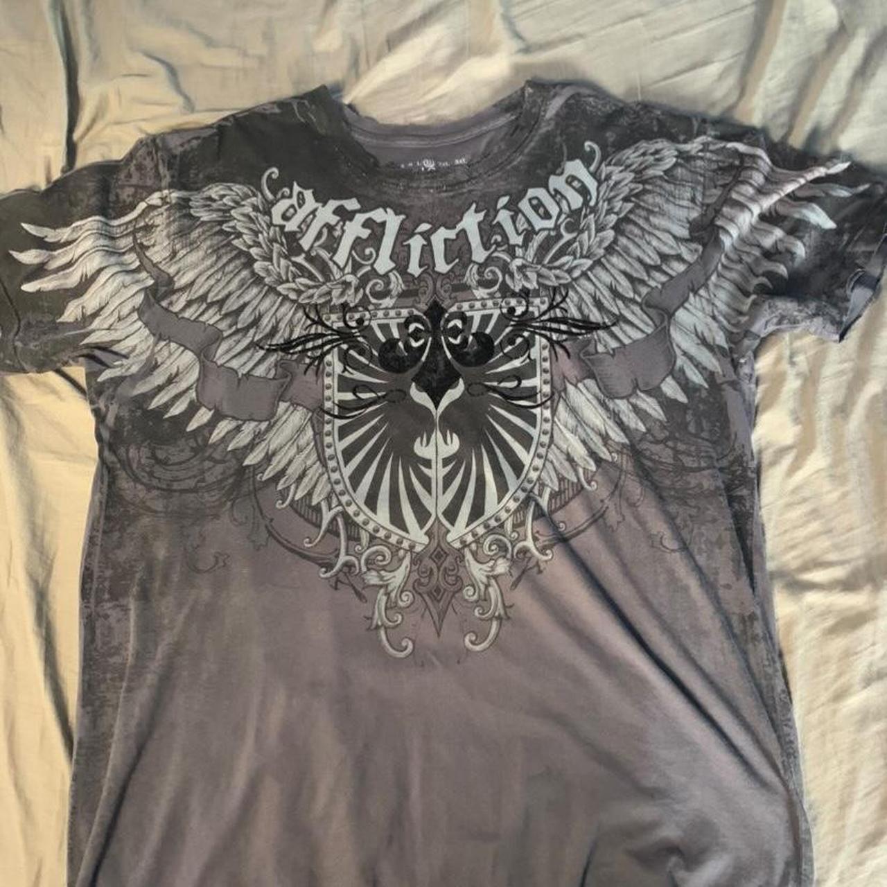 Crazy Rare Cyber Y2K Affliction tee Excellent... - Depop