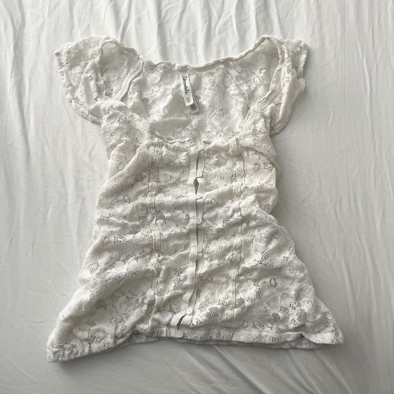 vintage aeropostale white delicate lace top gorgeous... - Depop