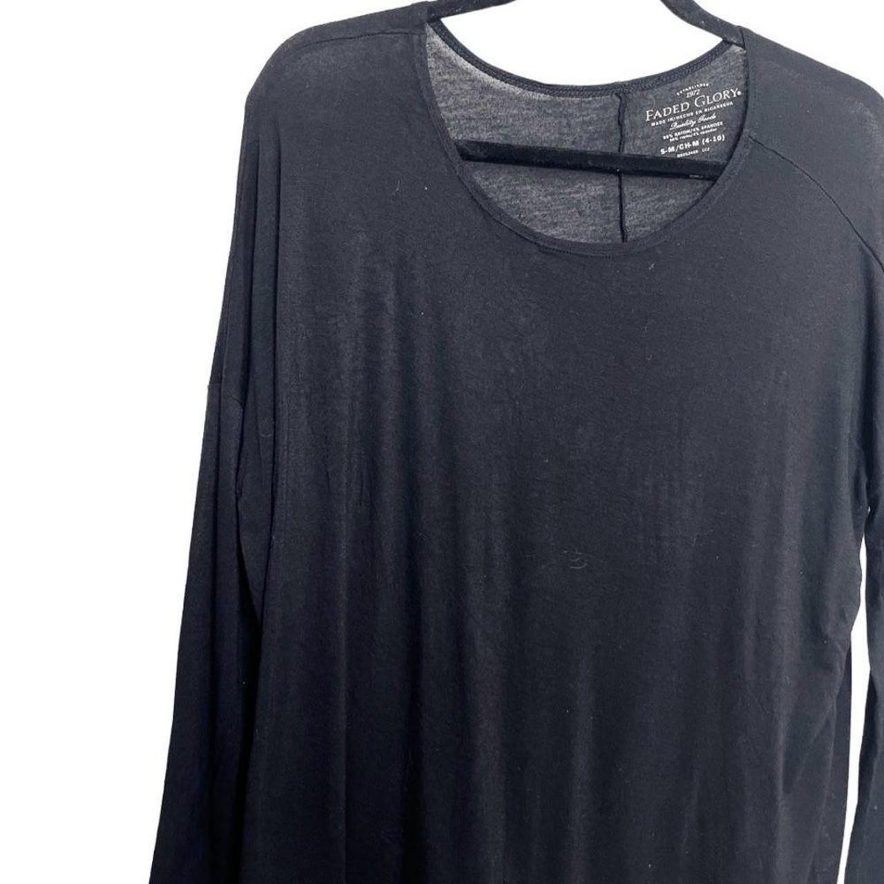 Faded Glory Semi Sheer Long Sleeve Shirt Black Size