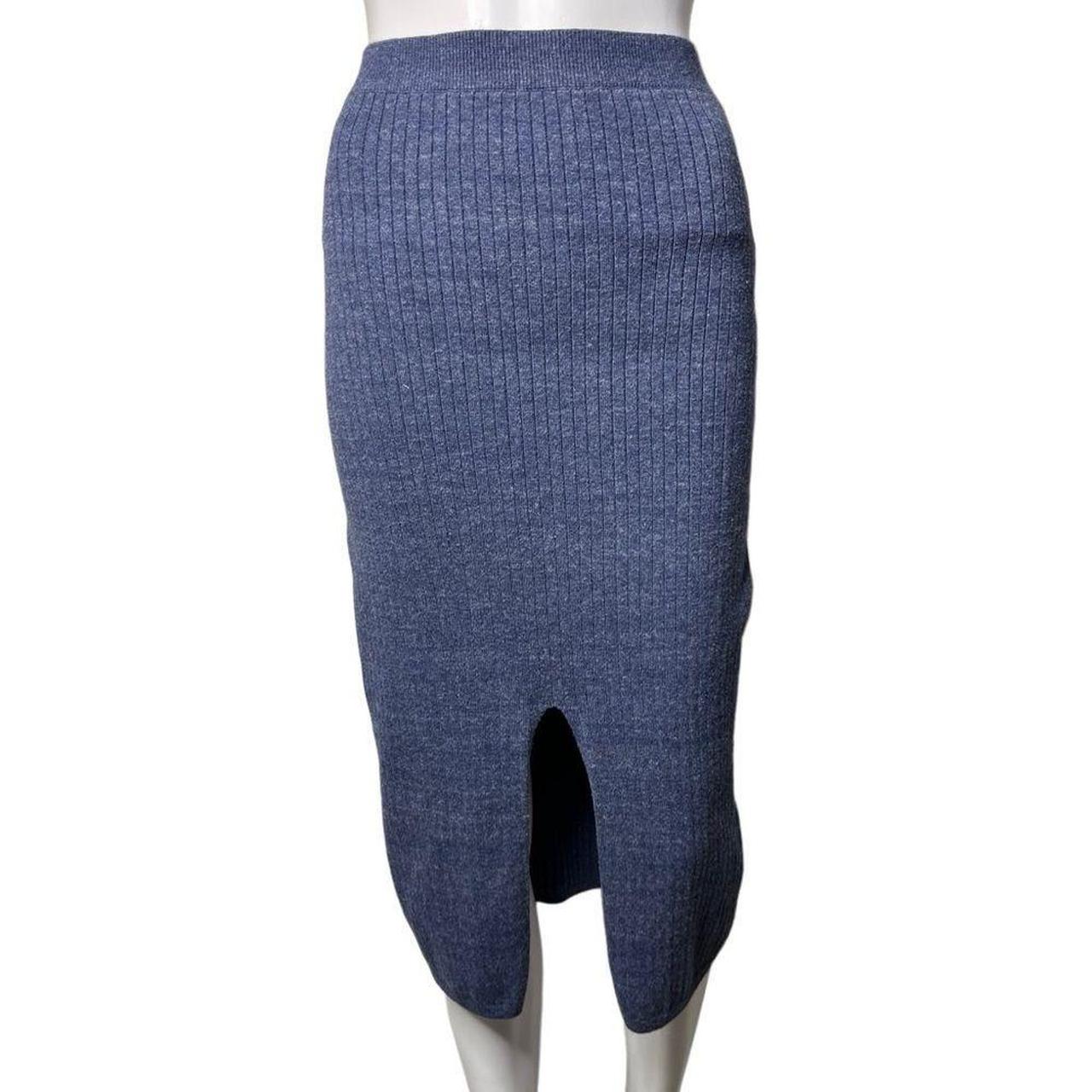 Free People Skyline Ribbed Midi Skirt Blue