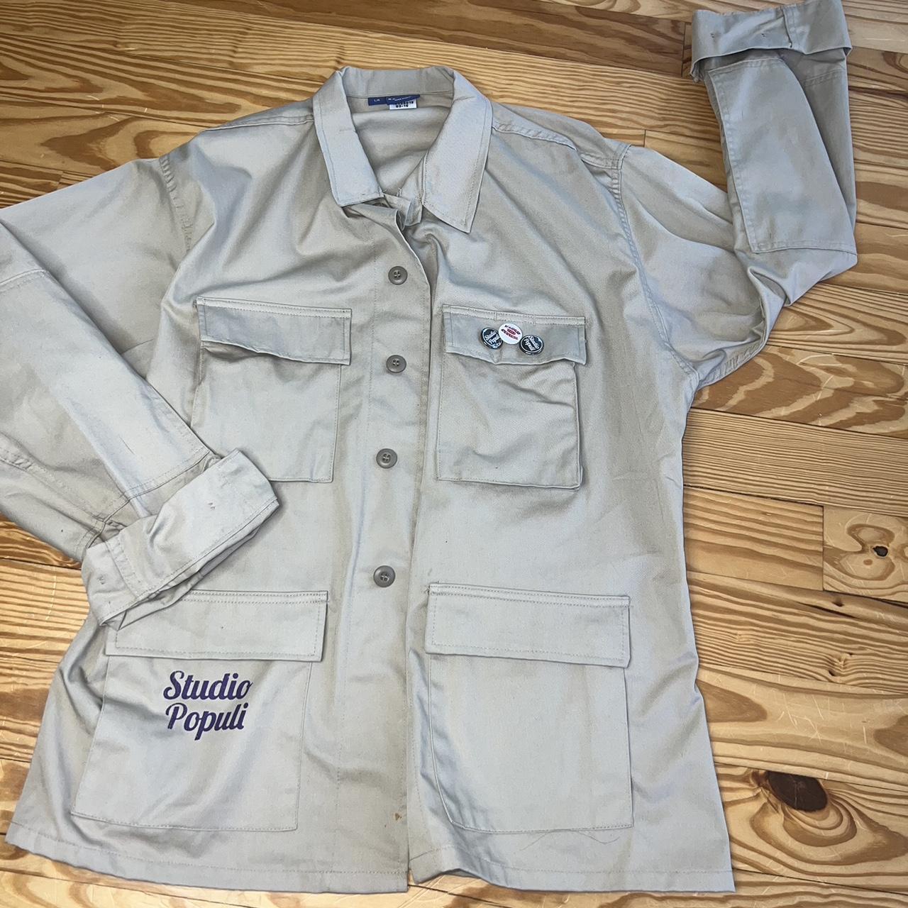 Men's Cream and Khaki Jacket Depop