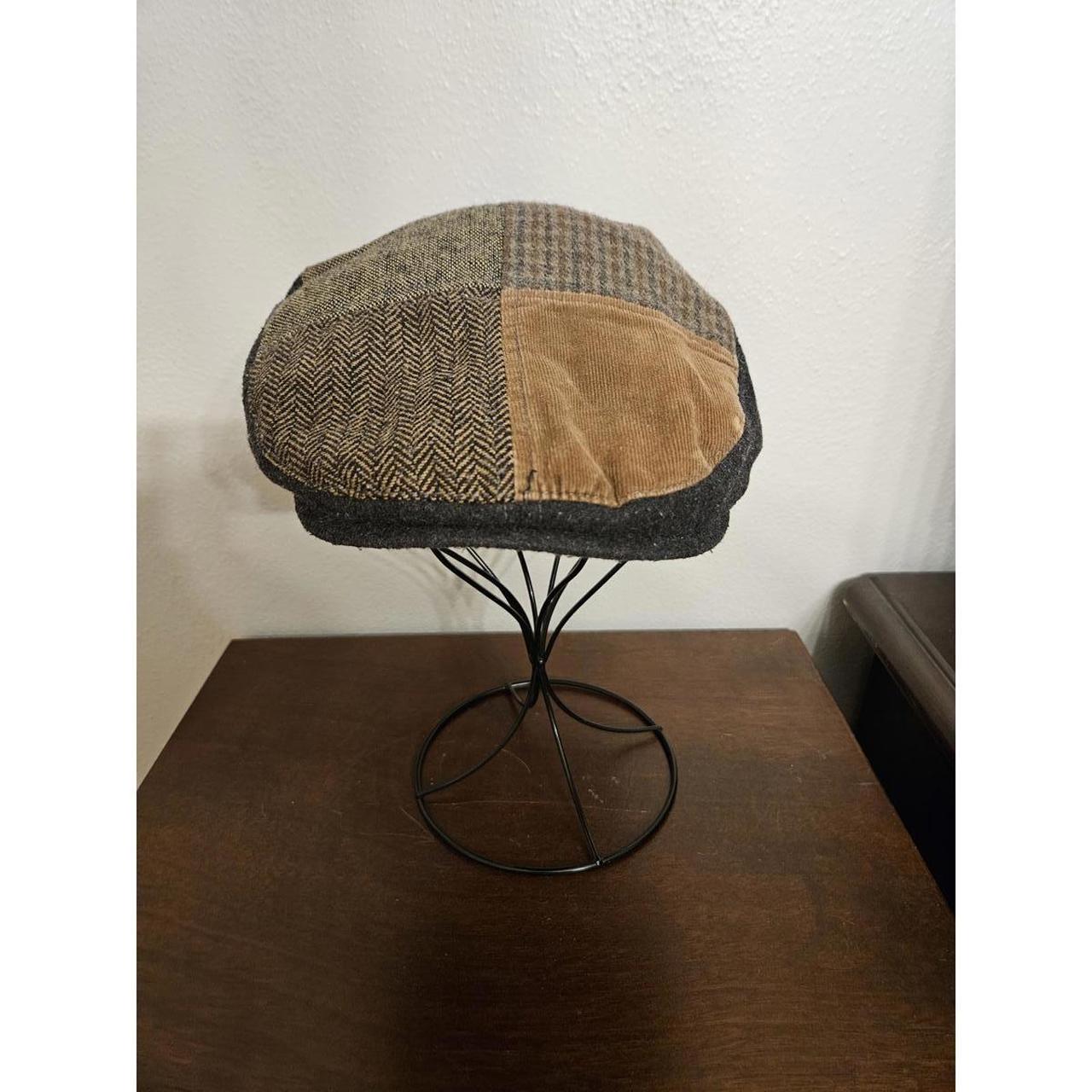 Men's Hat - Brown – Multi Pattern Patchwork Flat … - image 1