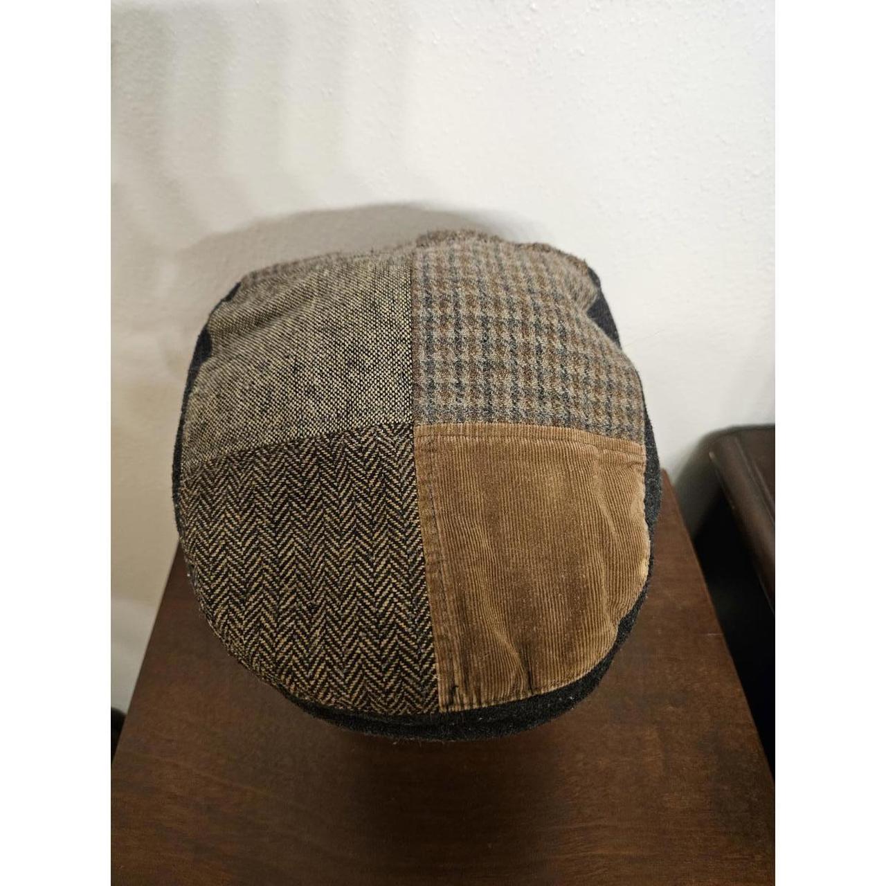 Men's Hat - Brown – Multi Pattern Patchwork Flat … - image 2