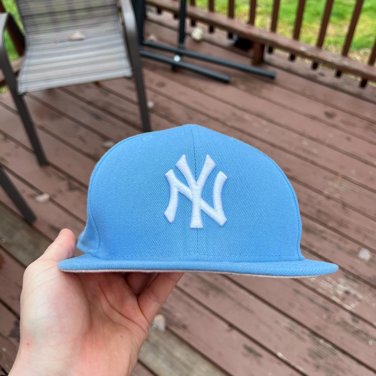 New Era Men's Pink and Blue Hat Depop