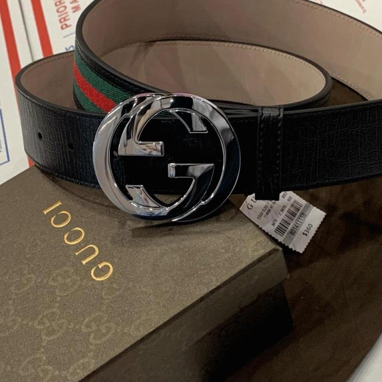 Brand New Gucci Green, Red and Black Belt Size... - Depop