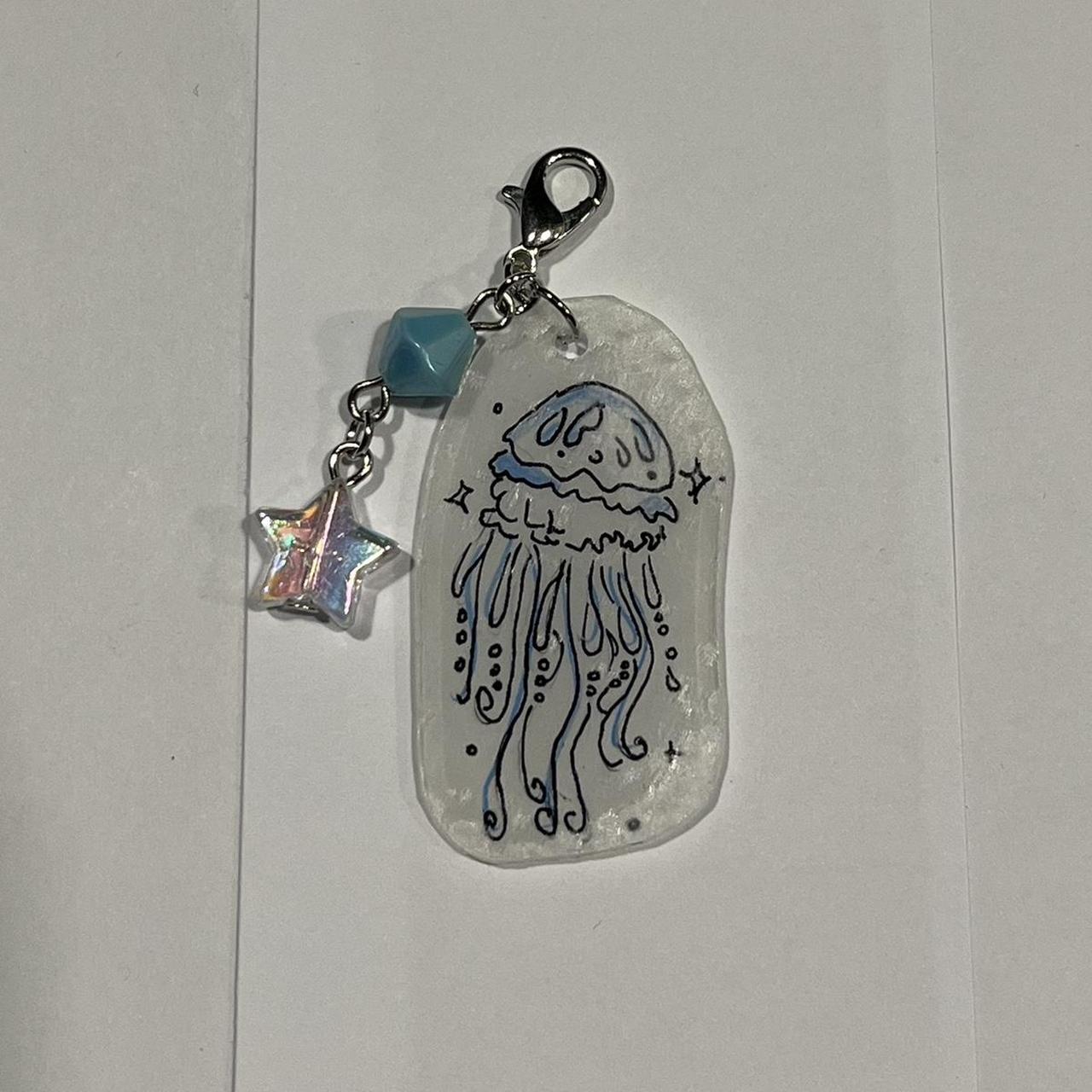 blue jellyfish charm !! 🌊 shrinky dinks hand draw... - Depop