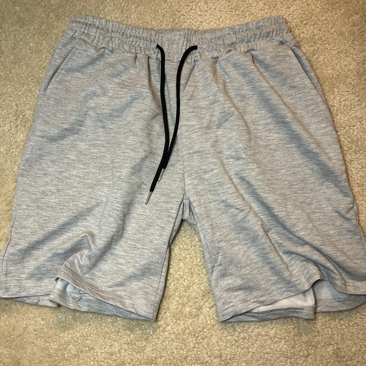 Romwe Men's Grey and Silver Shorts | Depop