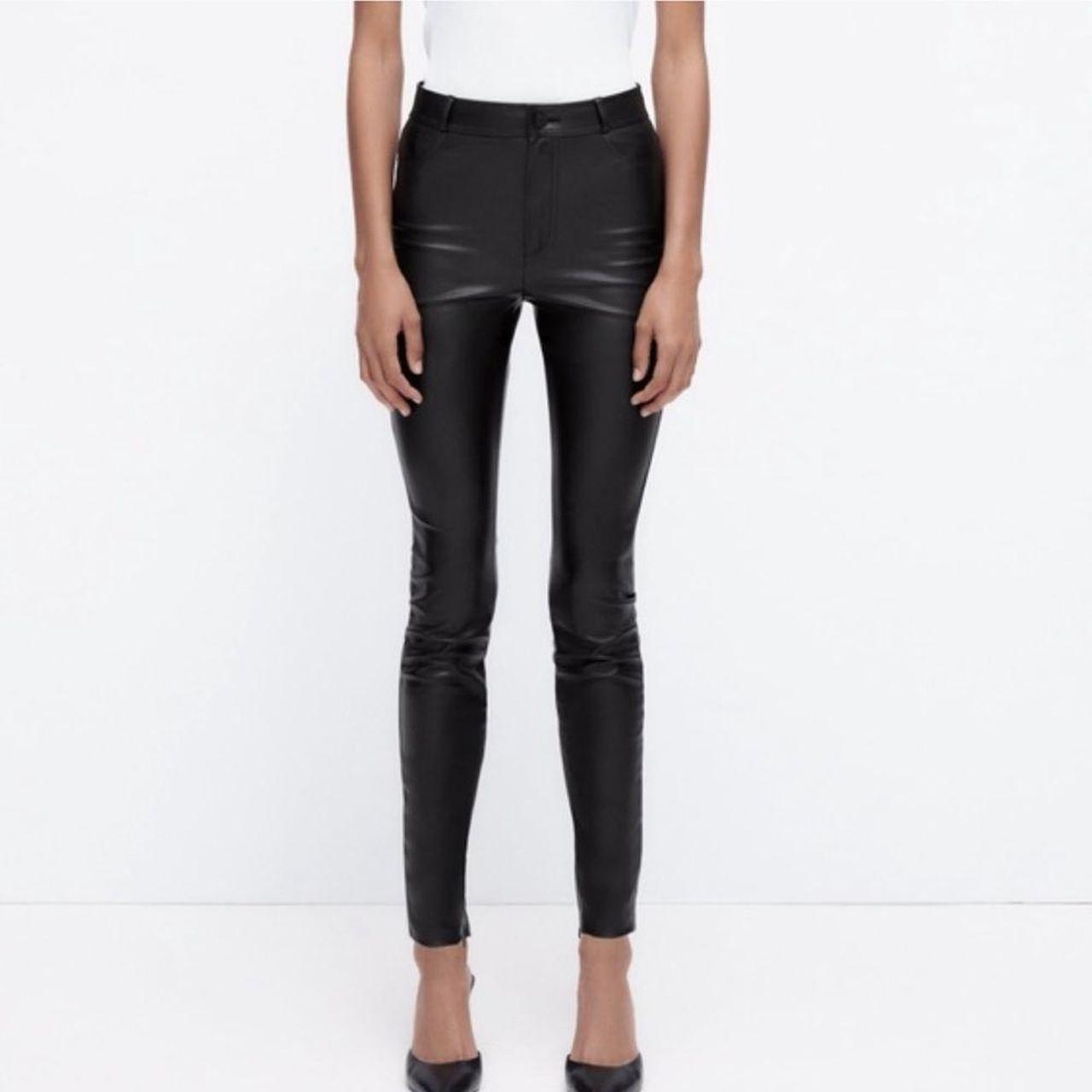 Zara | Pants & Jumpsuits | New Zara Black Faux Leather Ankle Zip High Waist  Leggings Pants Nwt | Poshmark