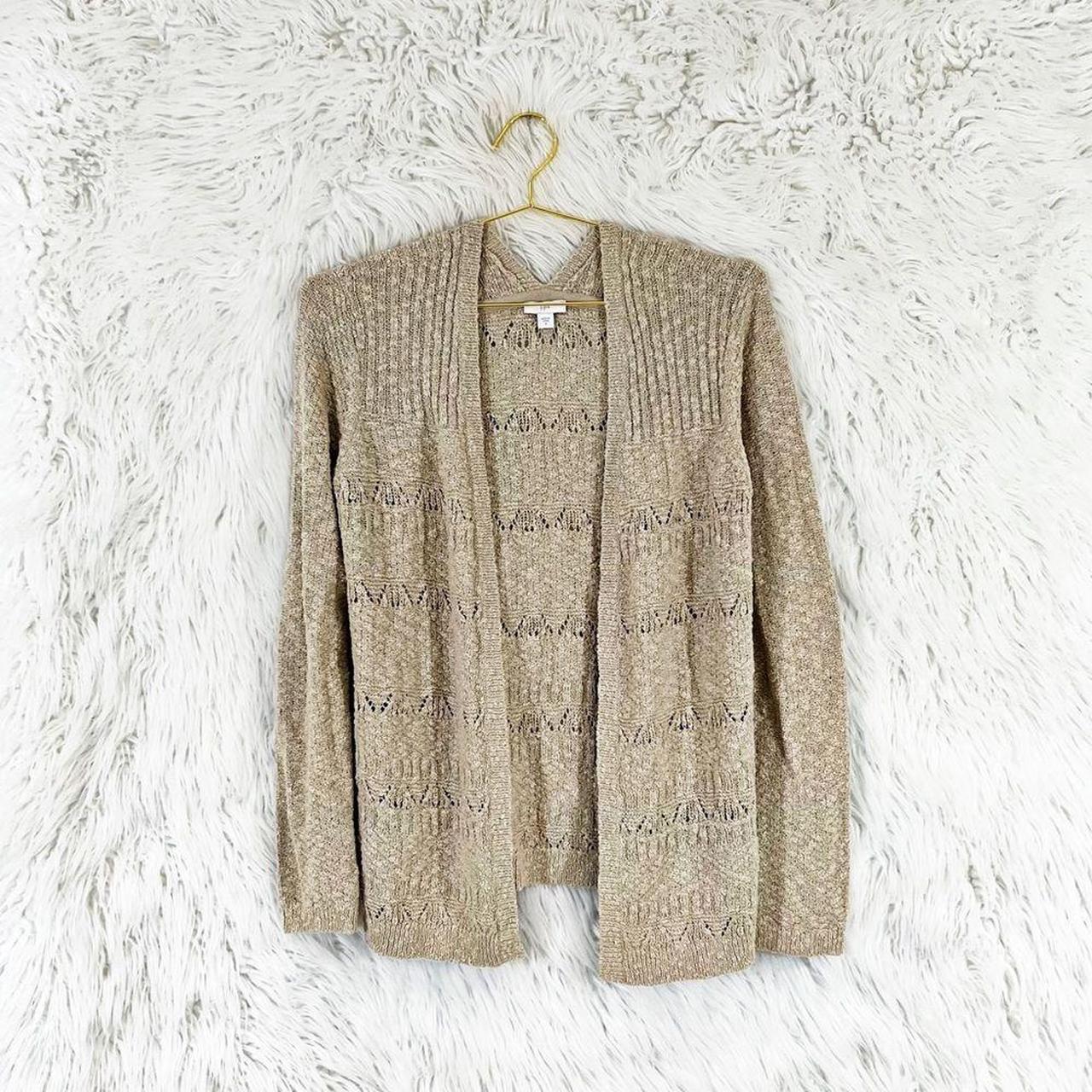 J. Jill pointelle open front cardigan sweater, size