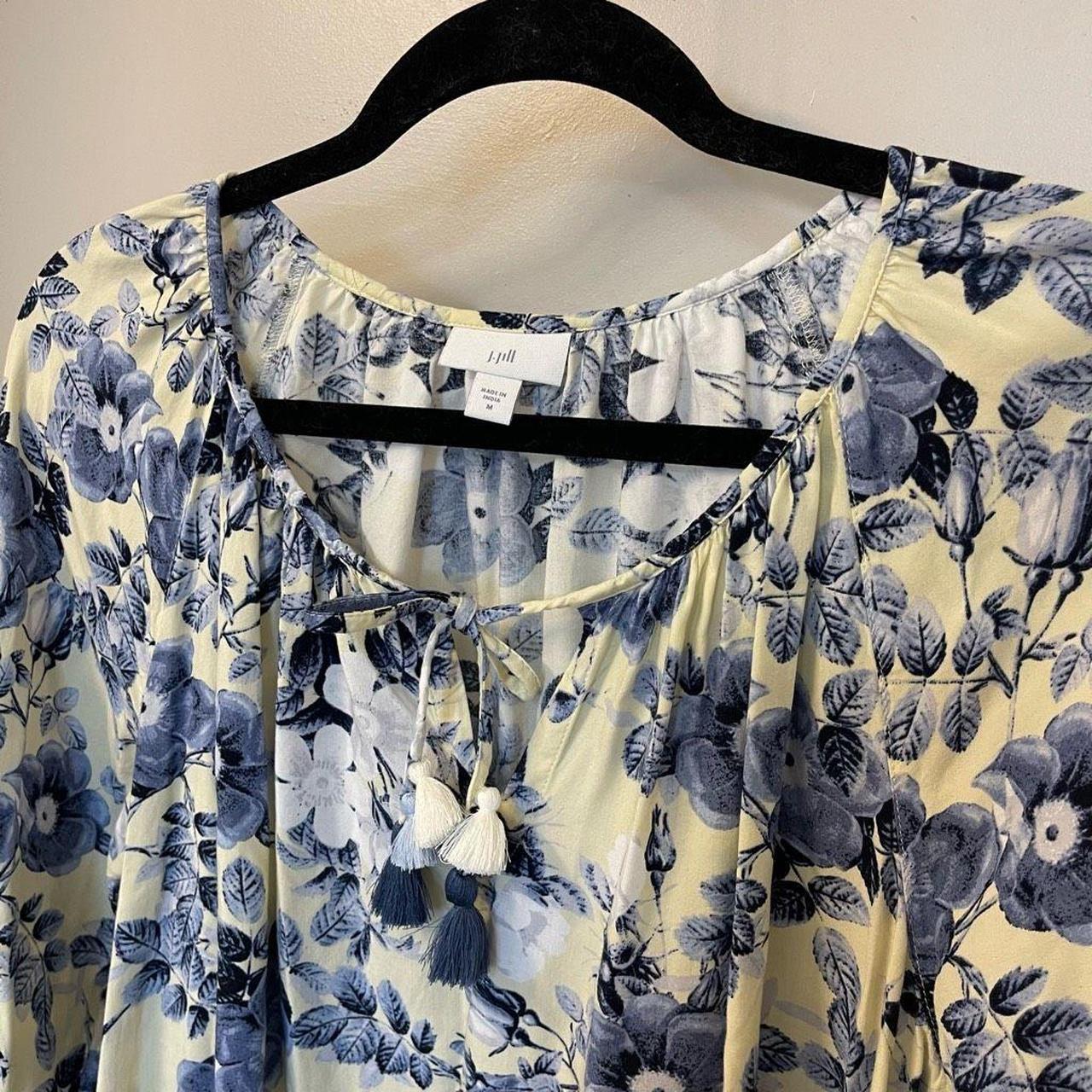 J.Jill Blouse Womens Medium Floral Print Ruffle - Depop