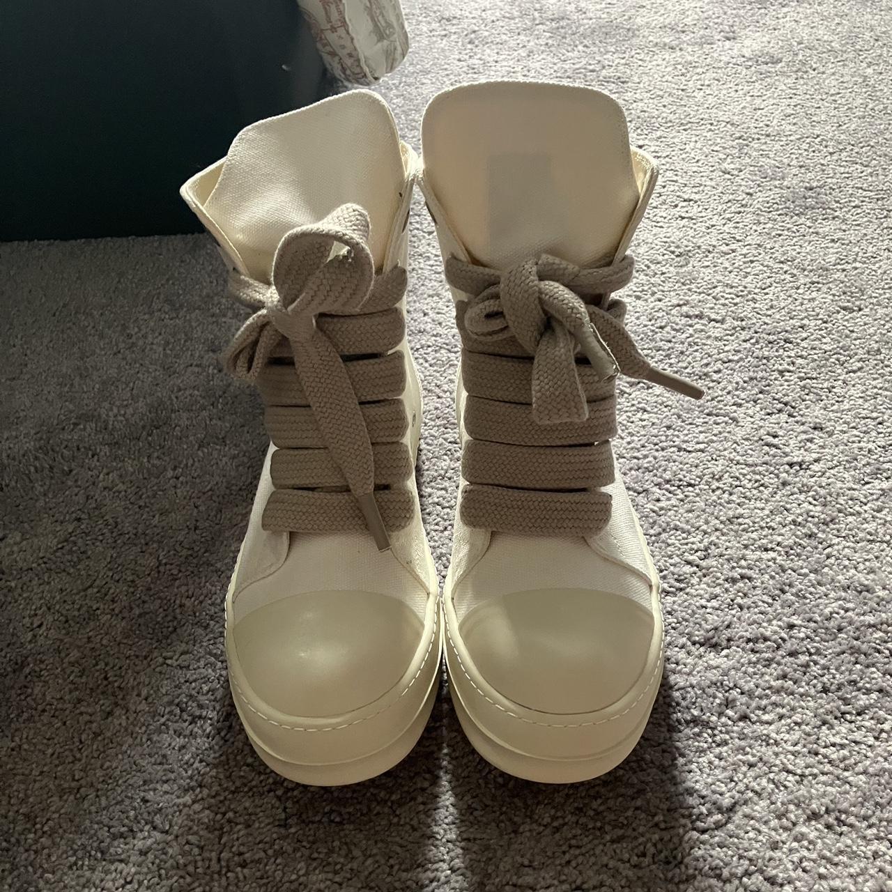 Rick Owens DRKSHDW Men's White and Cream Trainers | Depop