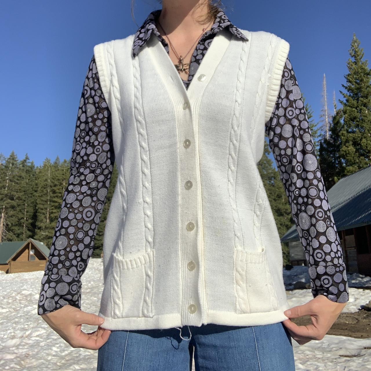 Sweater Vest Women Vintage 60s Cable Knit Sweater Vest 100