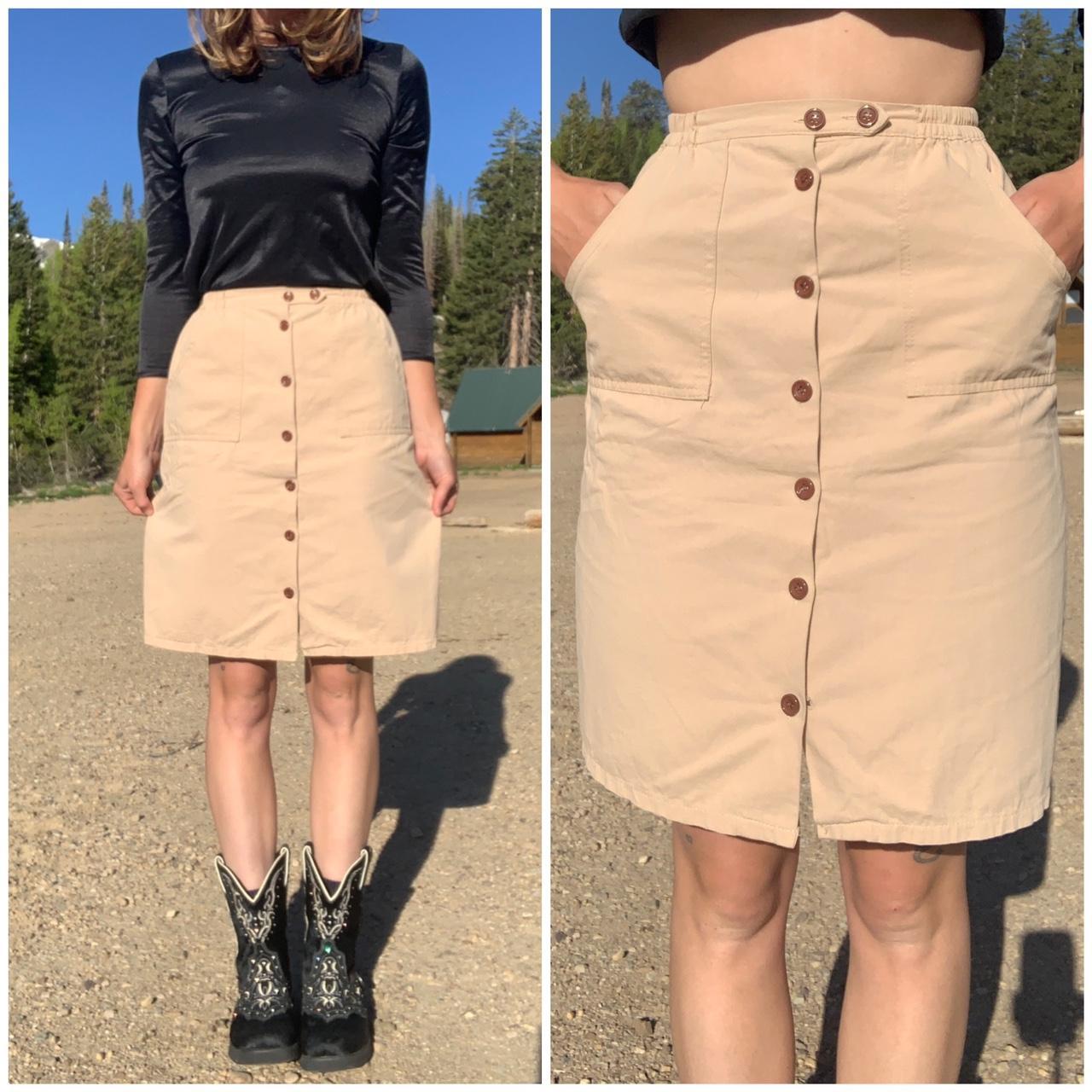 Tan button 2024 up skirt