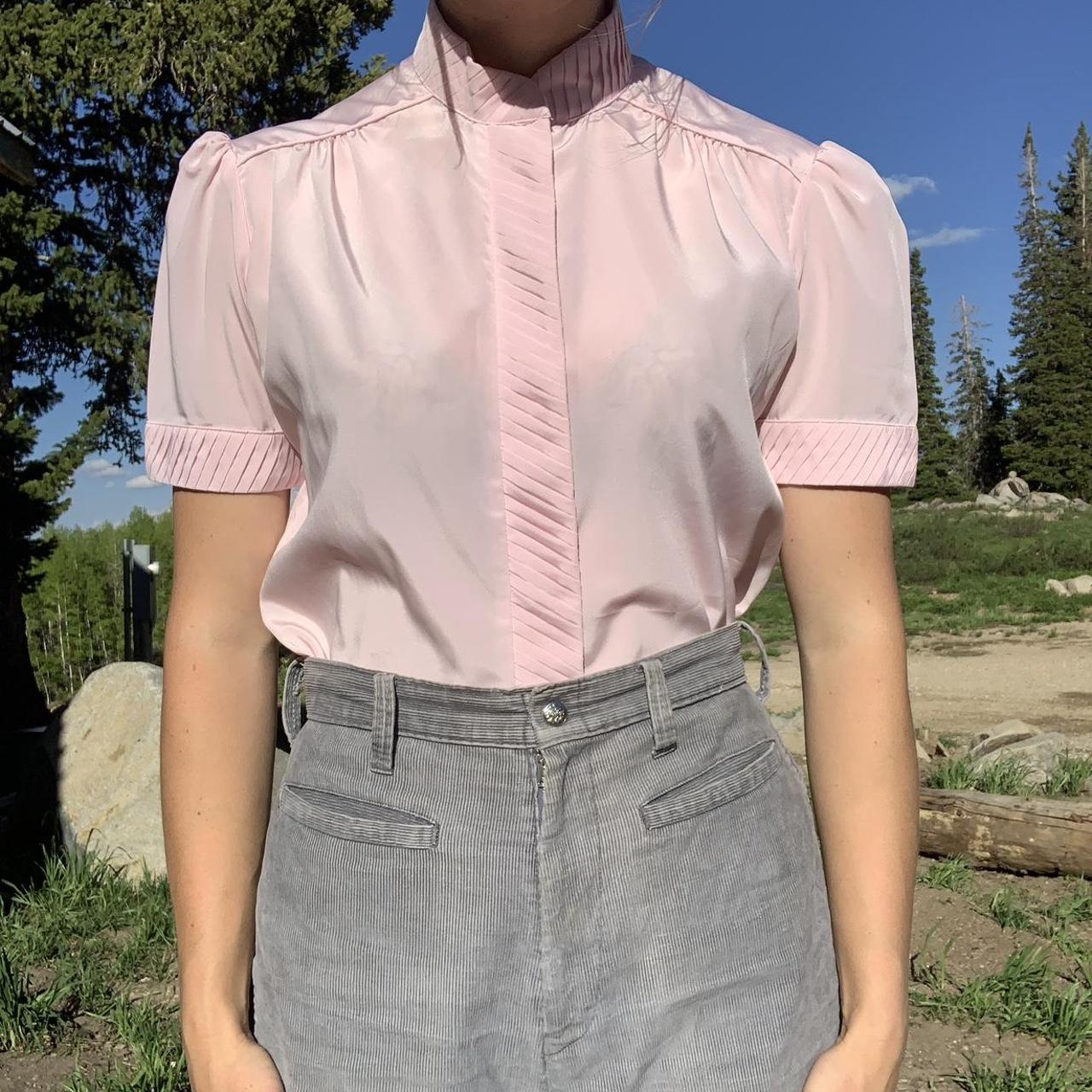 light pink short sleeve blouse