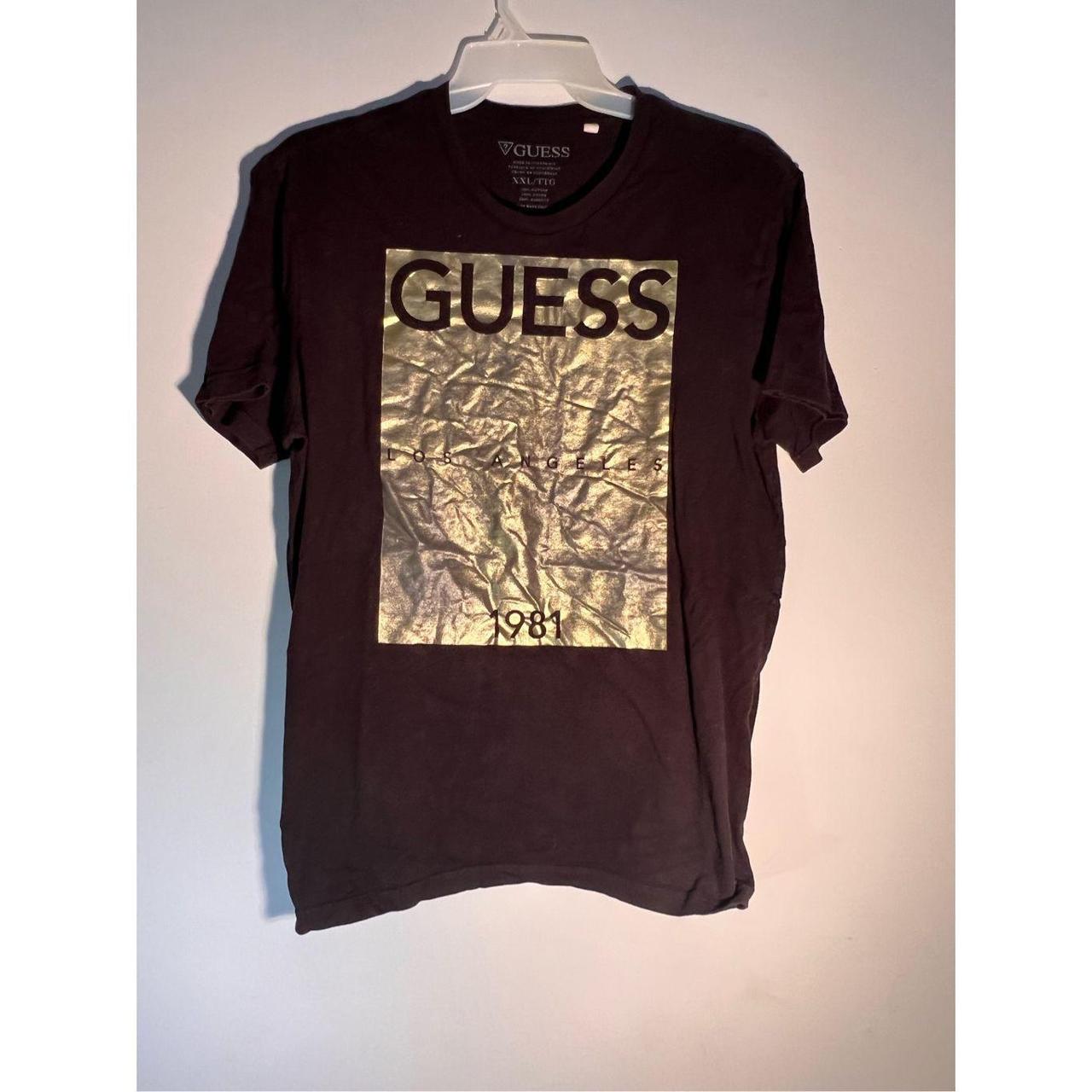 Black Guess Tshirt with gold screen print and 1981. Depop