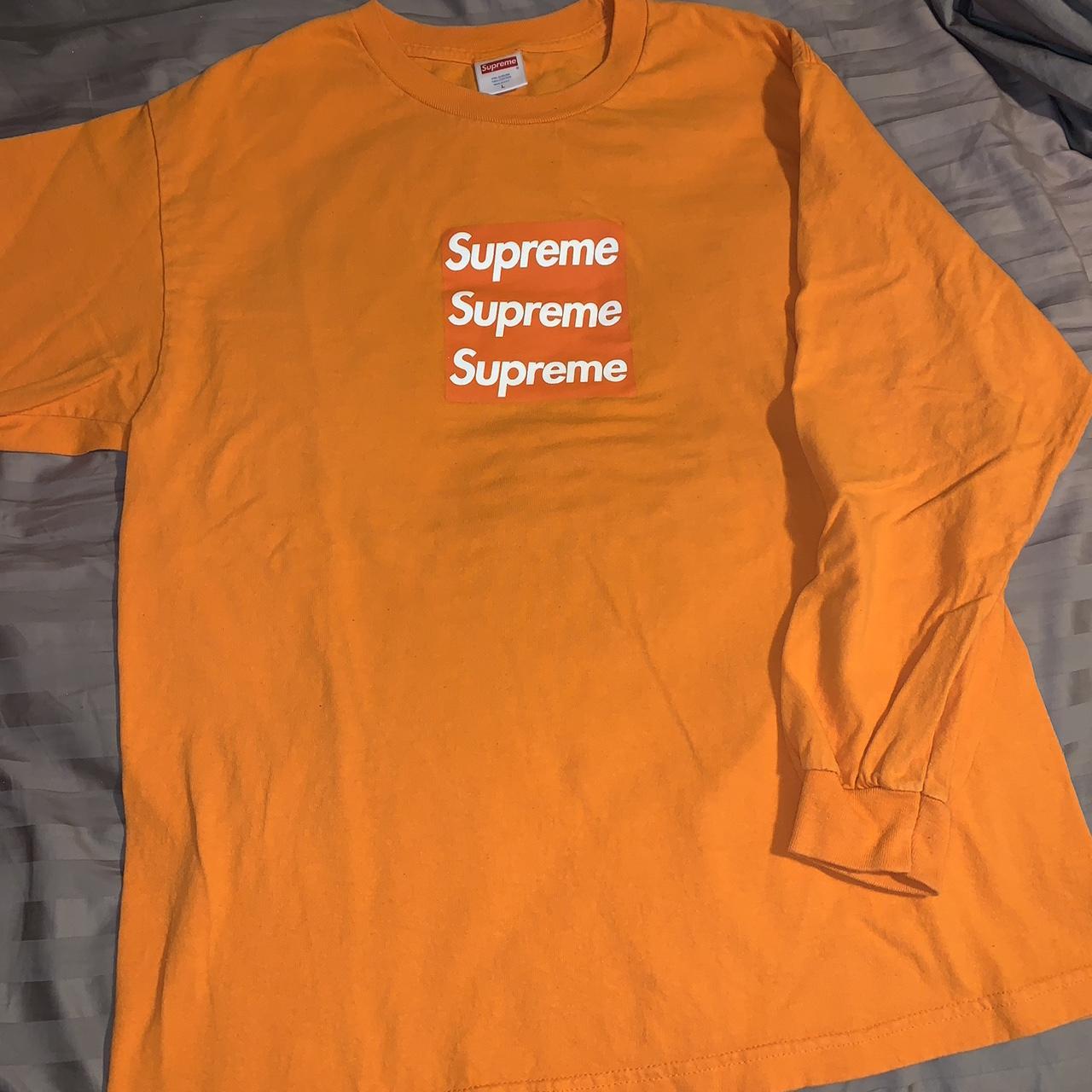 Supreme Orange shops Box Logo Long Sleeve Shirt Size Medium