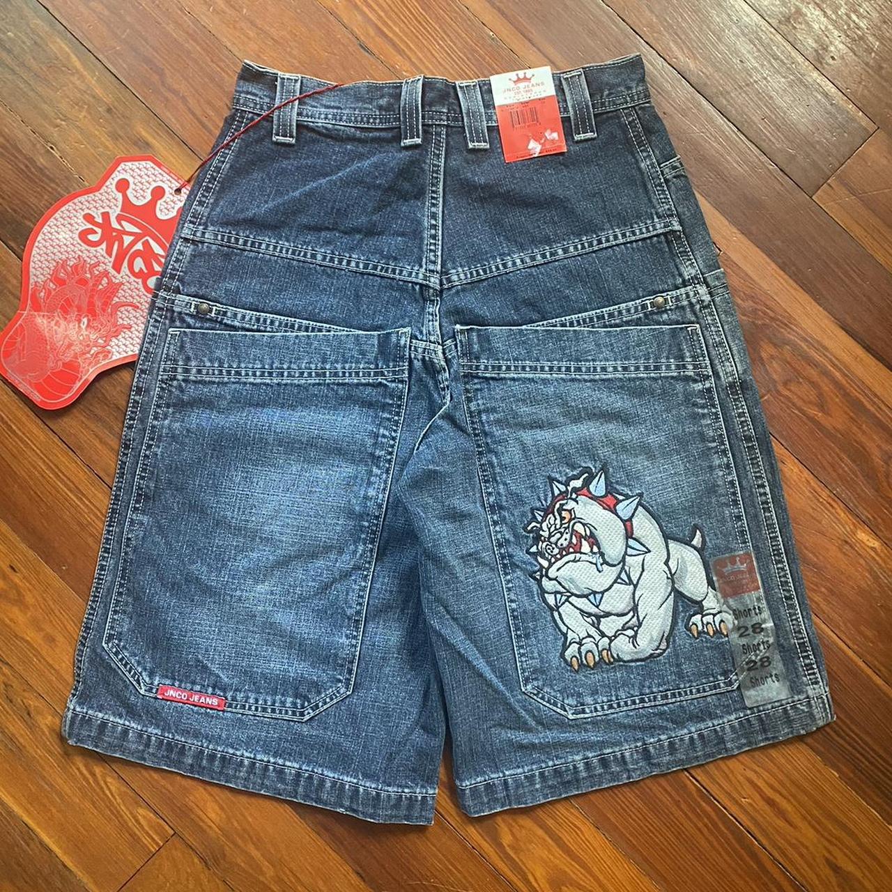 Jnco ‘Bull Dog’ Jorts Iconic Jnco embroidery Rare... - Depop