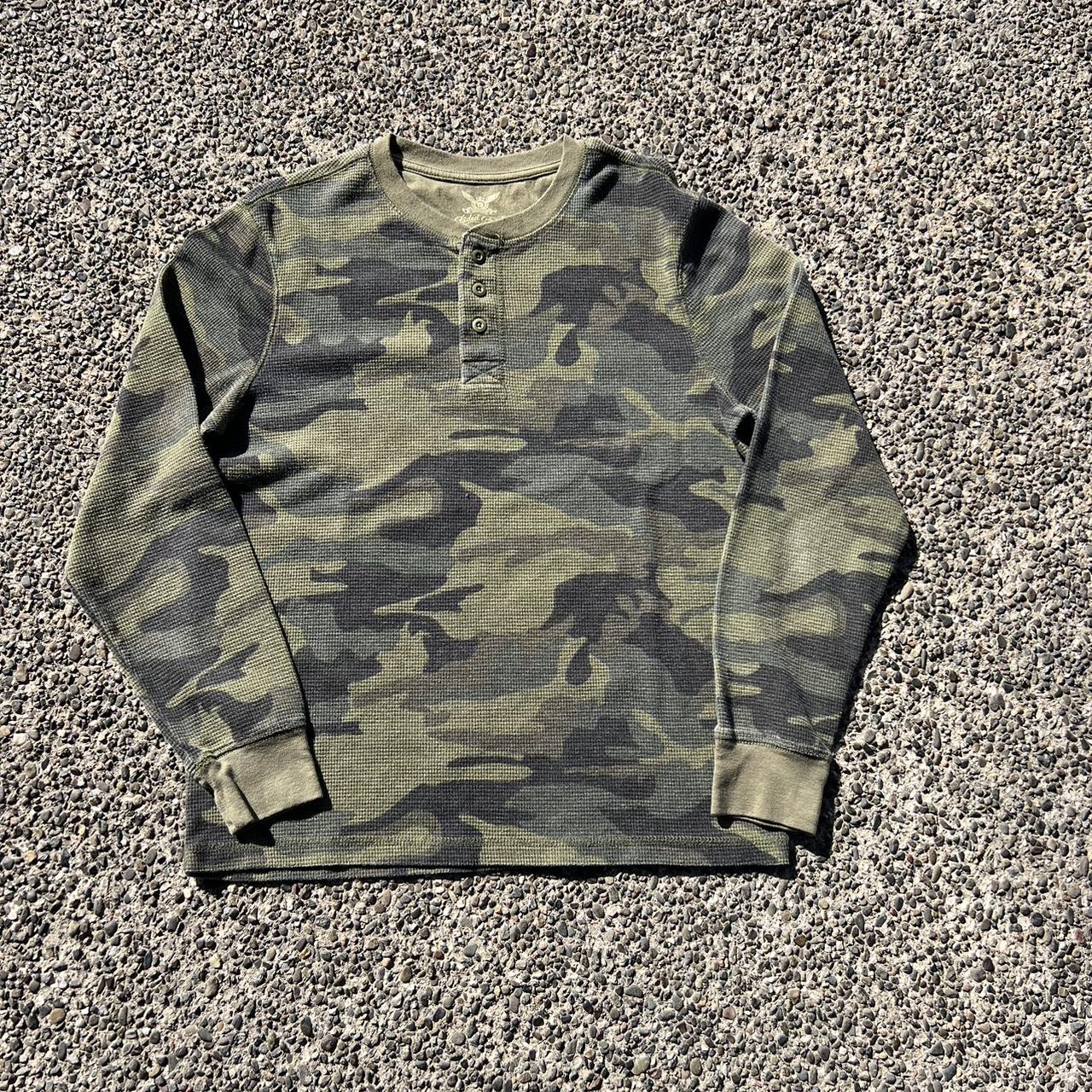 Vintage Camo Thermal Long Sleeve Size L Perfect... Depop