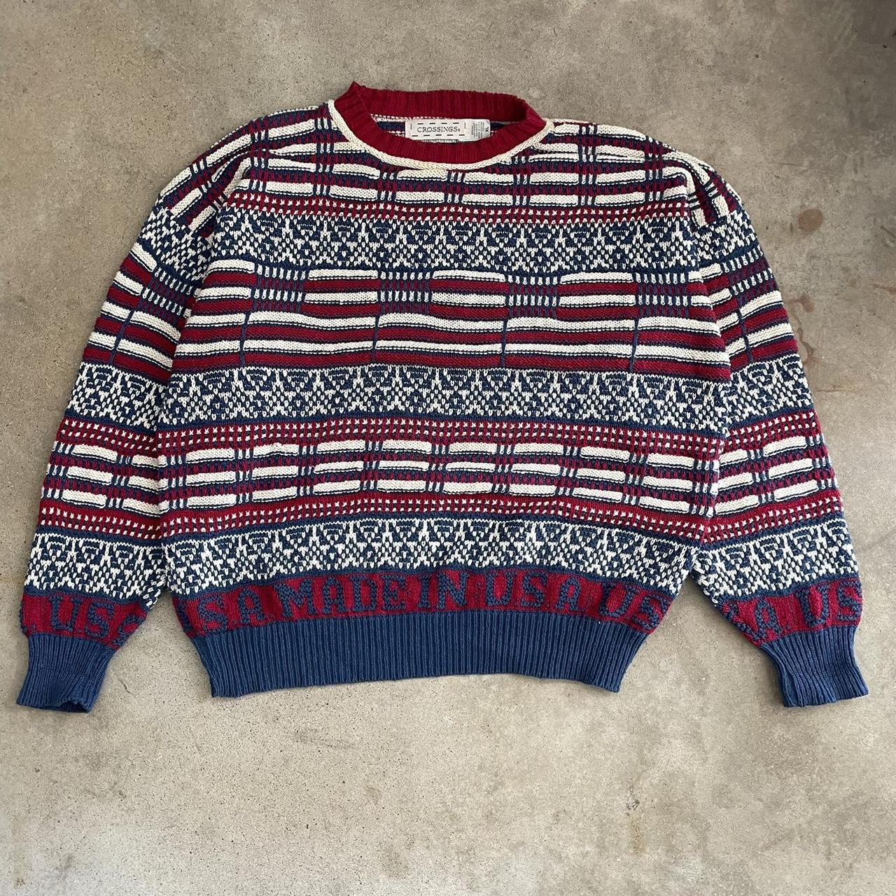 Insane vintage knit sweater Coogi like Size xl Made... - Depop