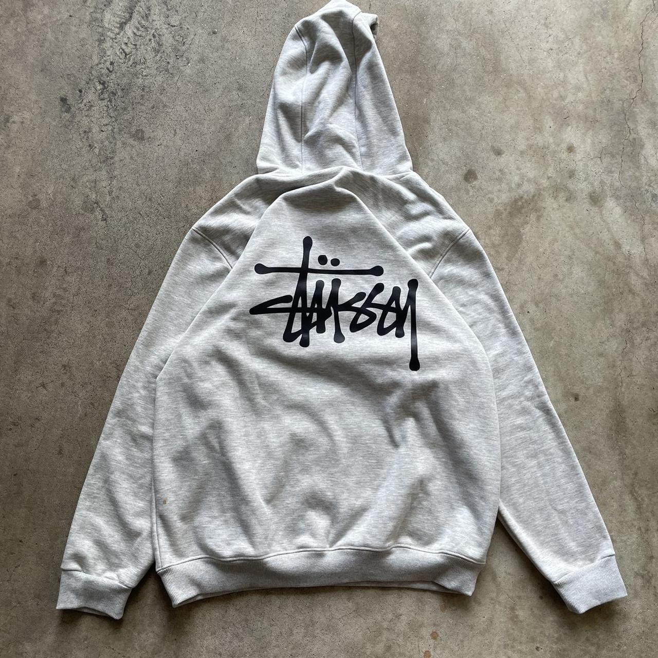 Grey stussy hoodie Size l Perfect condition... - Depop