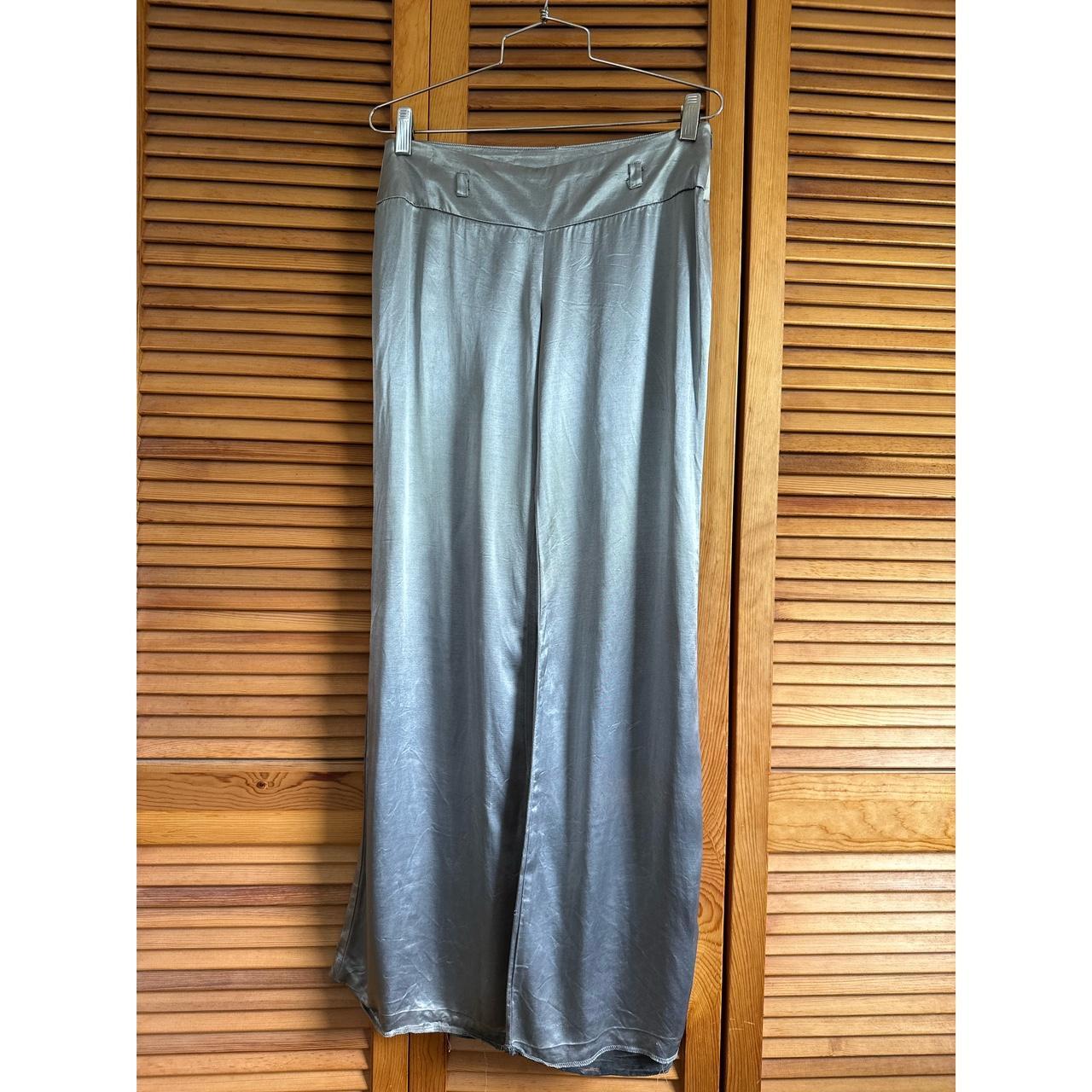 Wet Seal Women's Wide leg Pants - Silver - 5 – Wet Seal Silver Satin Wide leg Trouser. …