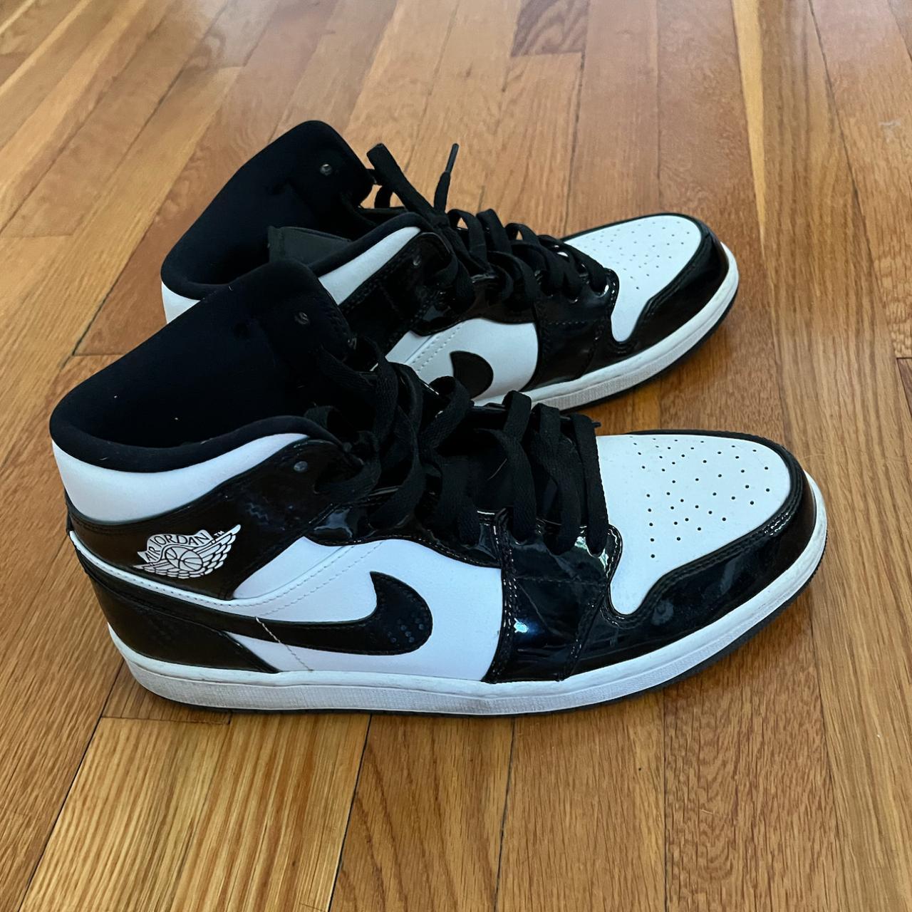 Retro Jordan 1 Highs Black and white shiny Depop