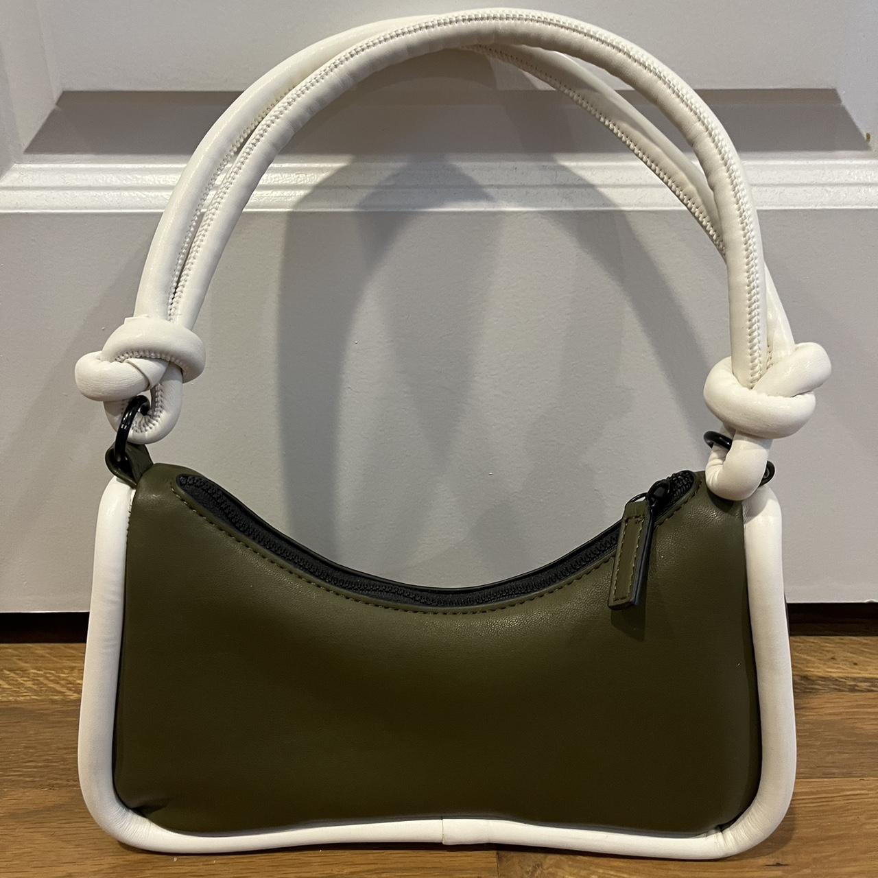 Topshop Green and white handbag with a knotted handle Depop